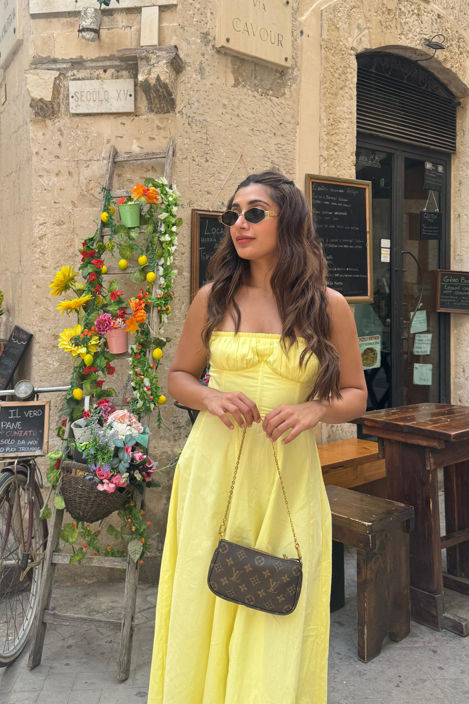 Sorrento Lemon Yellow Corset Tube Midi Dress