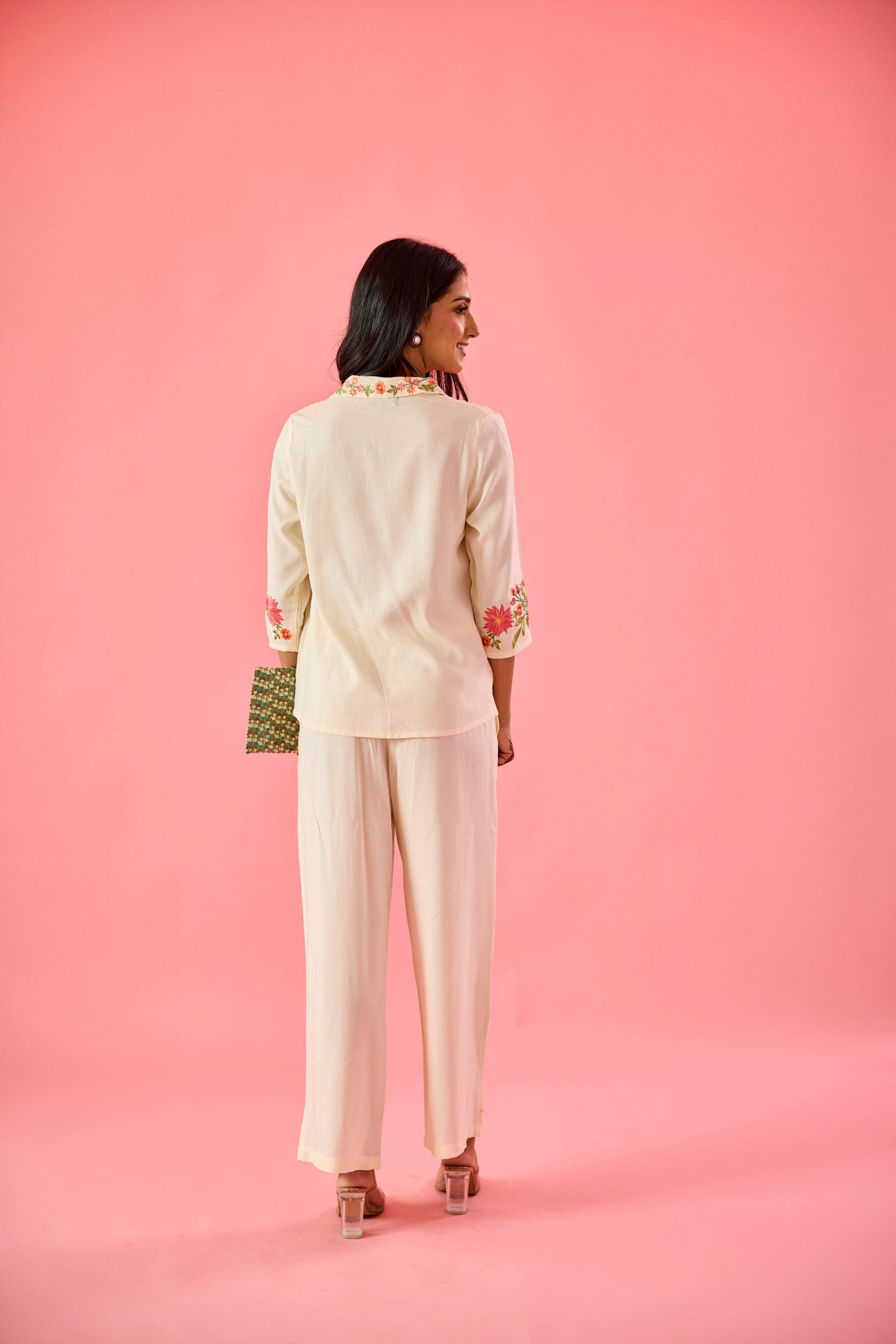 Twirl Off White Cotton Embroidered Co-ord Set