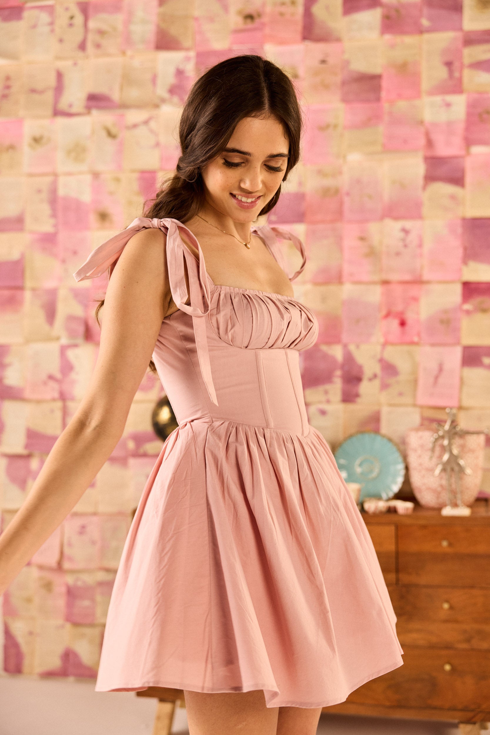 Echo Dusty Pink Babydoll Mini Dress