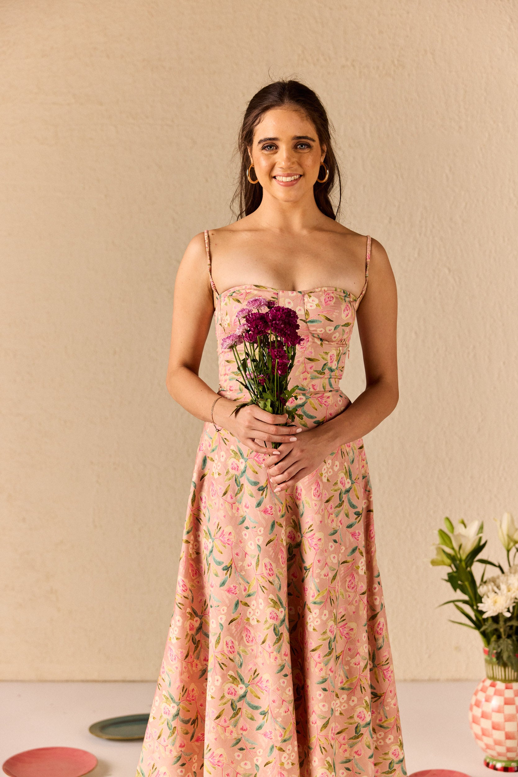 Bianca Pink Floral Midi Sundress