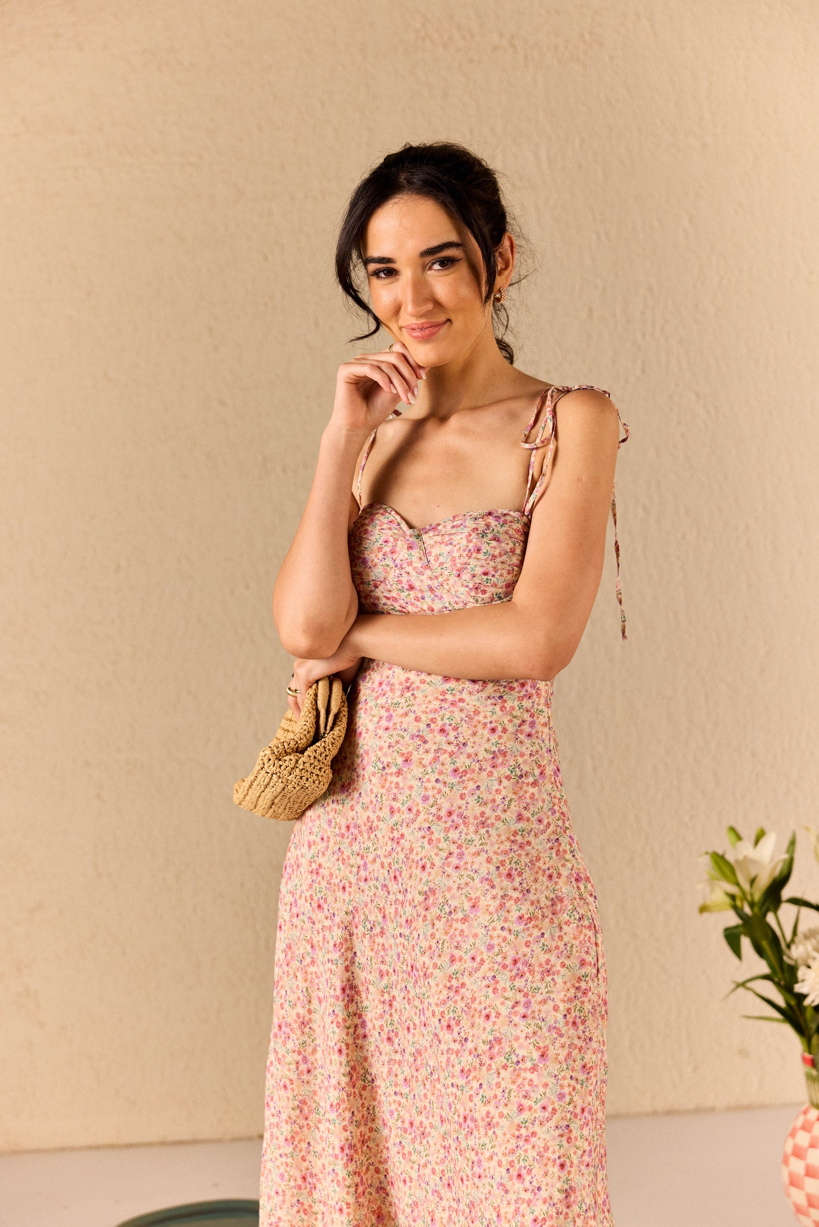 Solene Muslin Floral Ruffle Maxi Dress