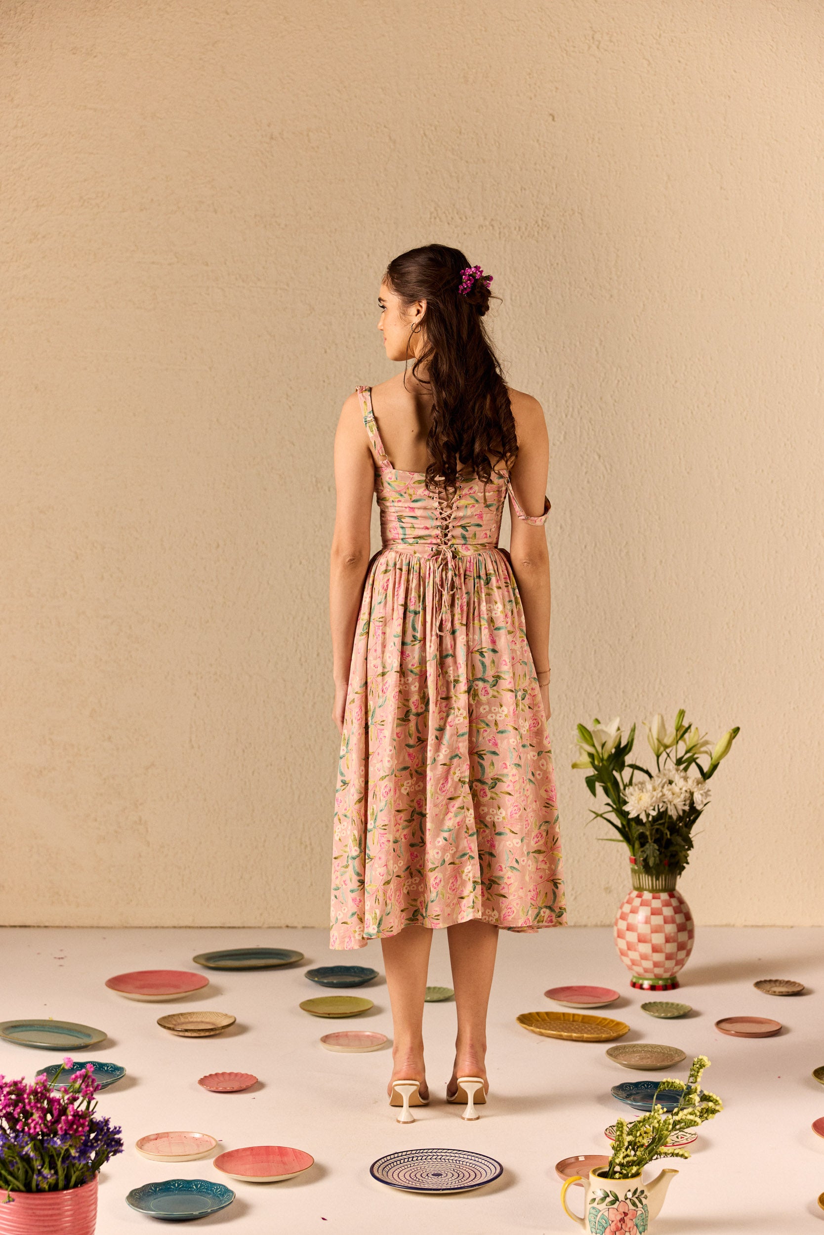 Versa Pink Floral Cotton Sundress