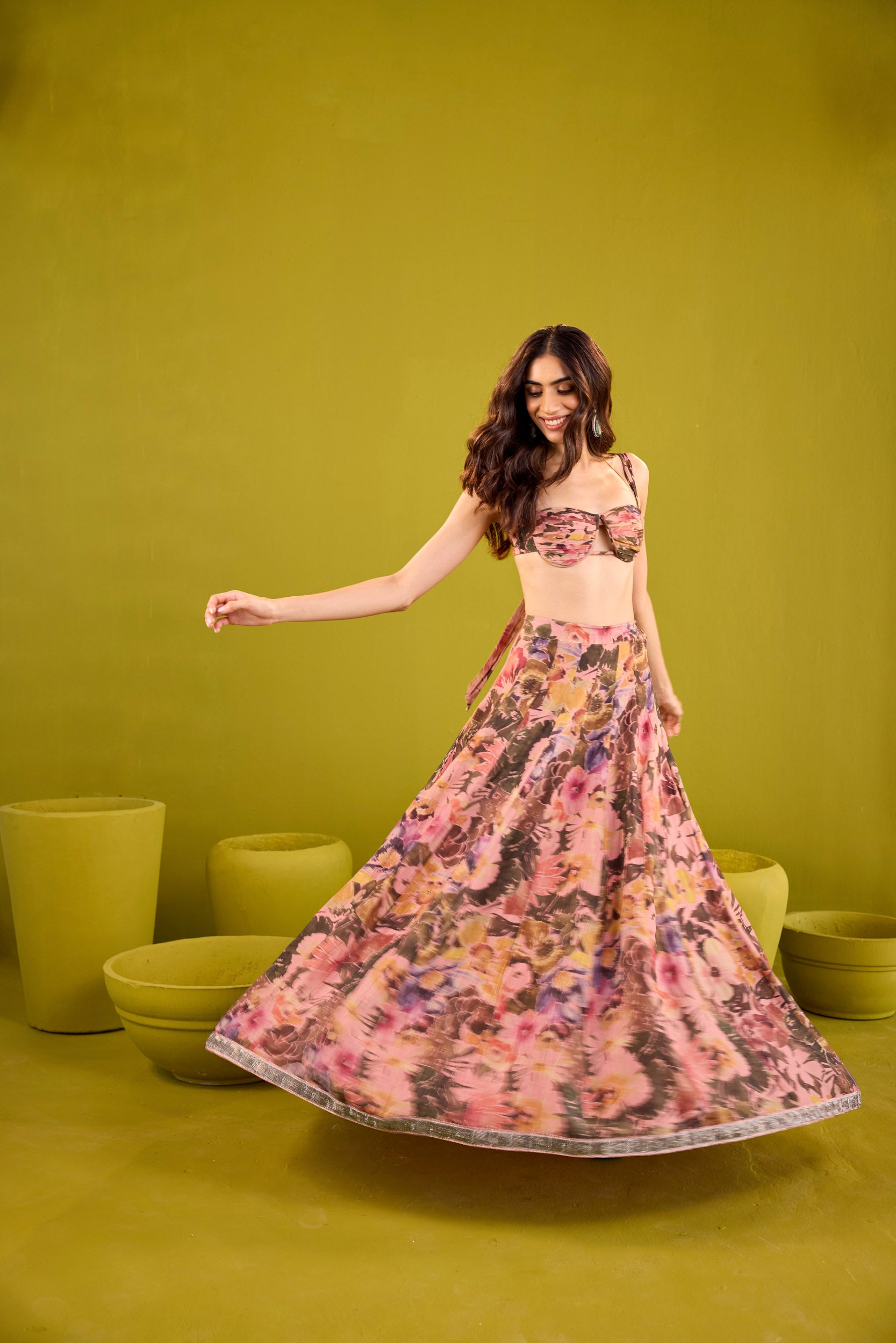 Hina Pink & Violet Tissue Lehenga Set