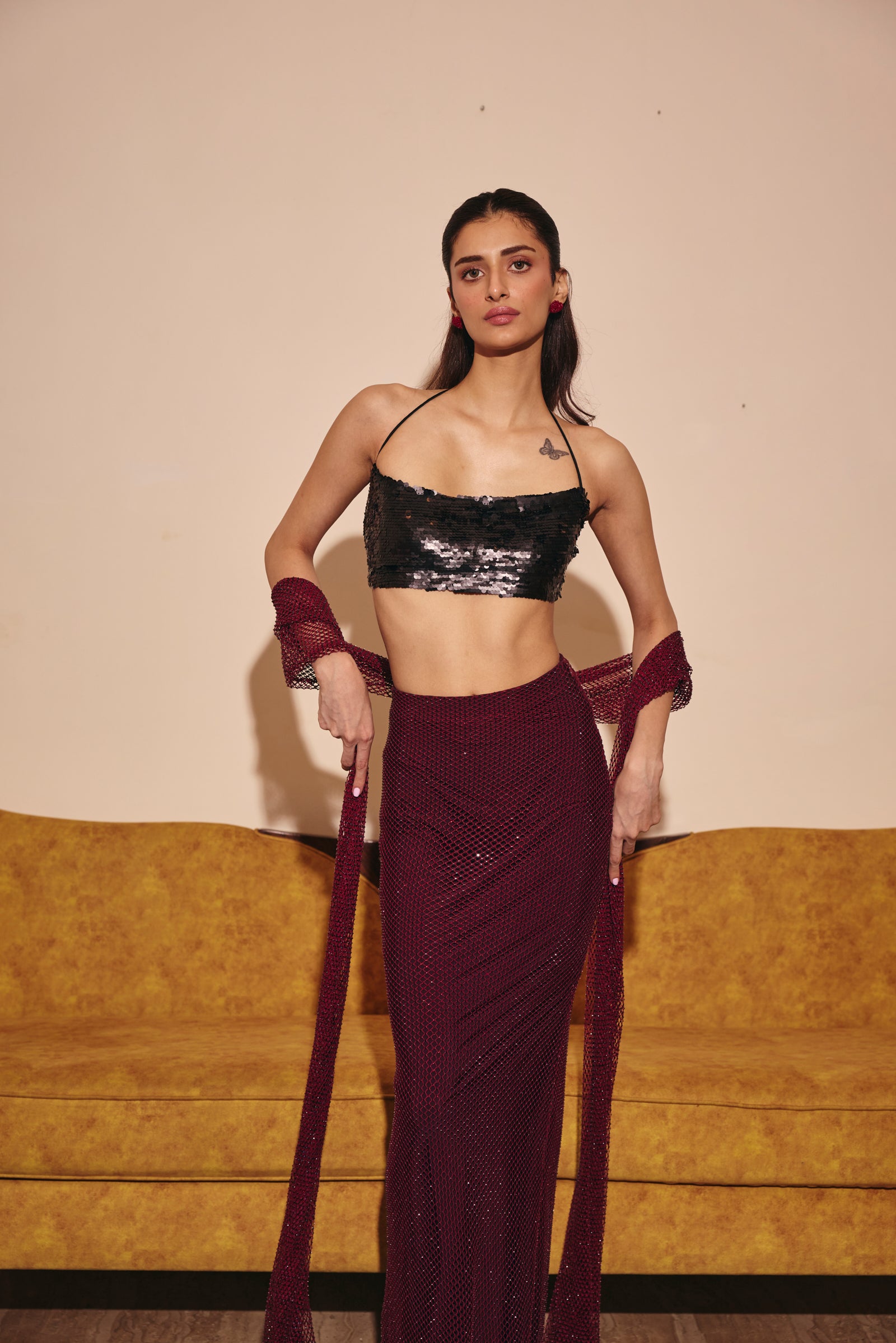 Antalya black & maroon Co-Ord Set