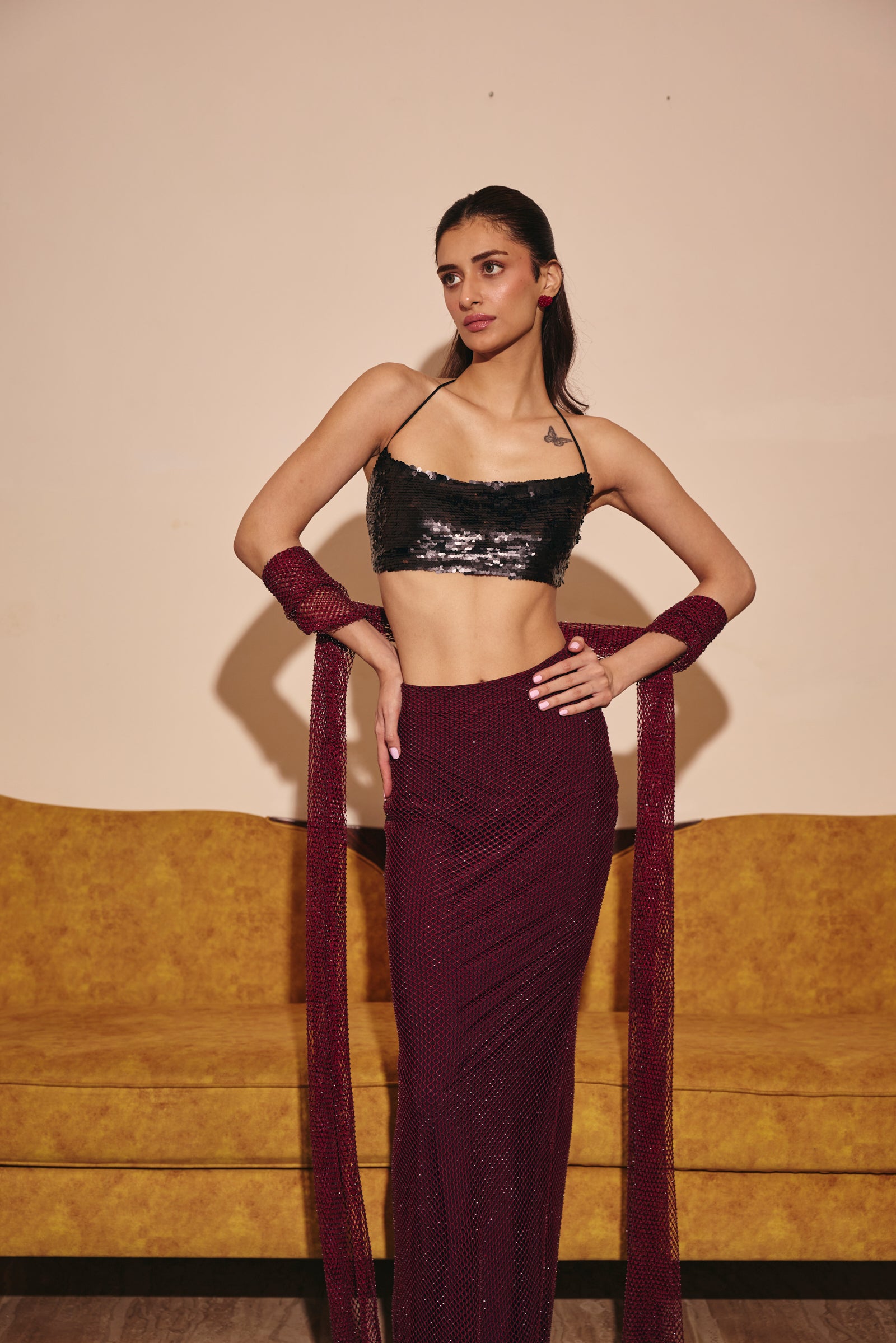 Antalya black & maroon Co-Ord Set