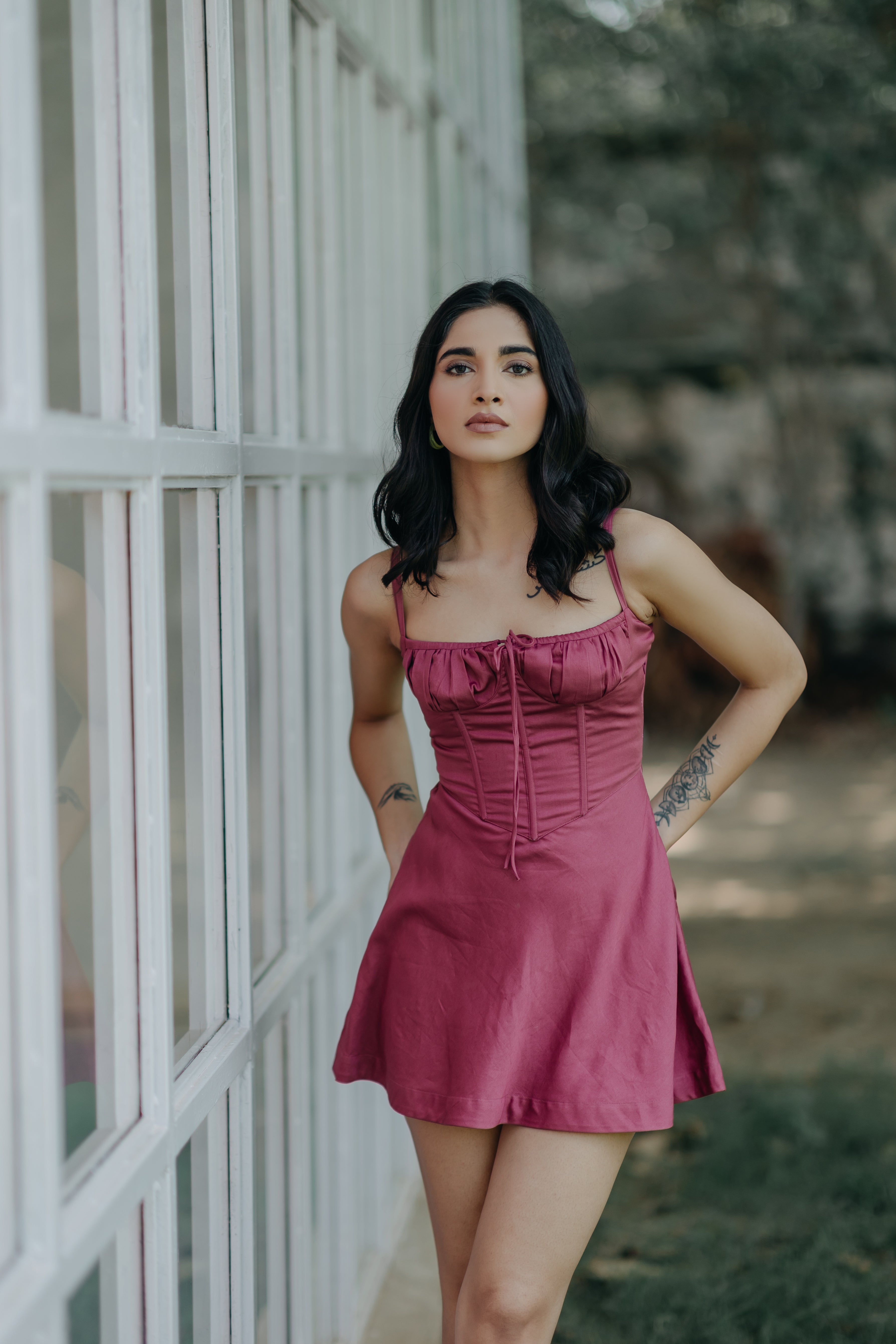 Daphne Wine Corset Mini Dress