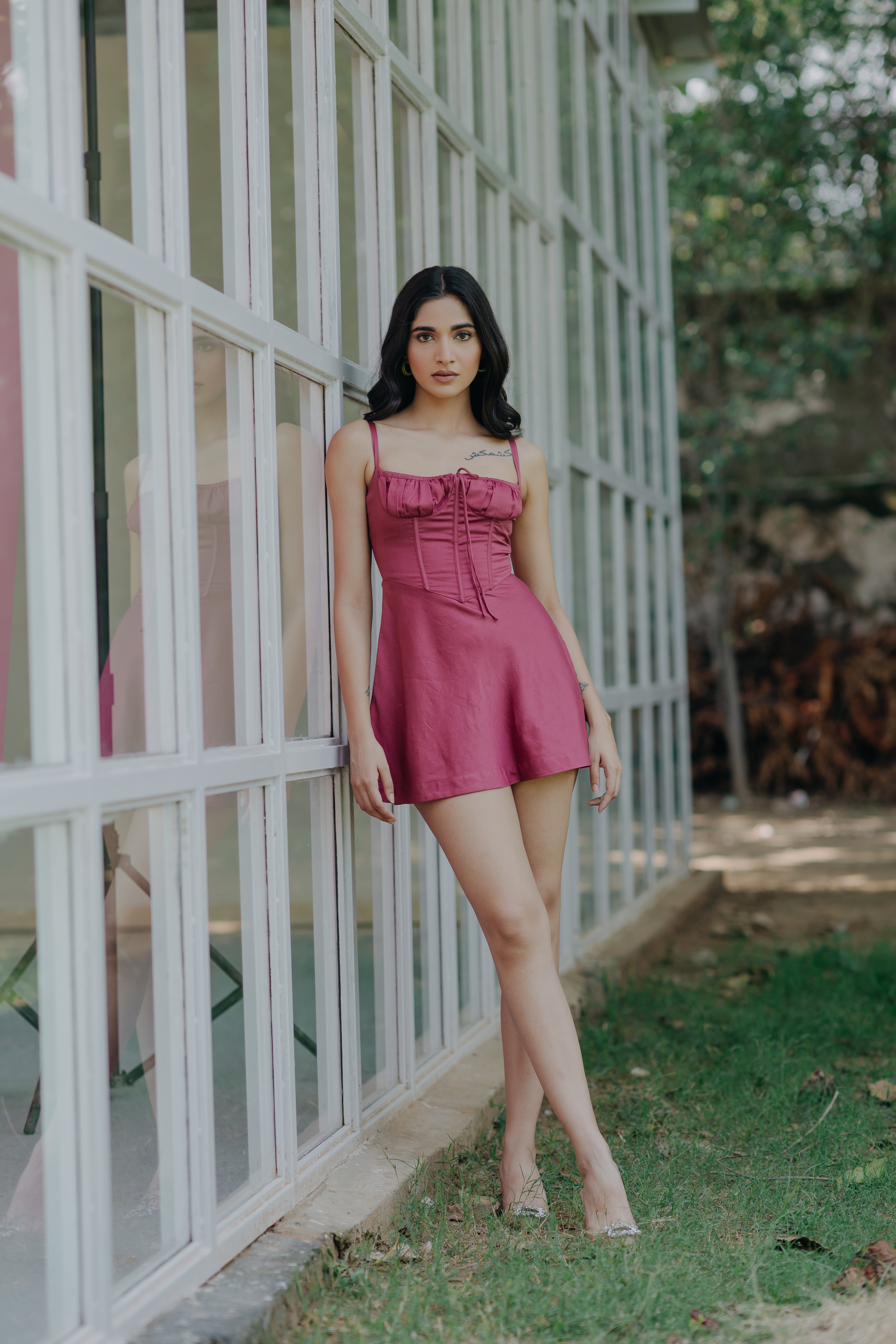 Daphne Wine Corset Mini Dress