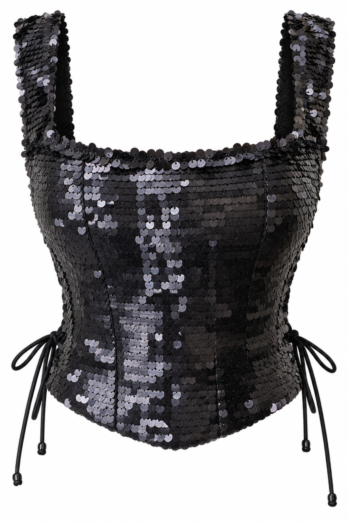 Raat Rani Black Paillette Sequin Corset Top with Side Lace-Up