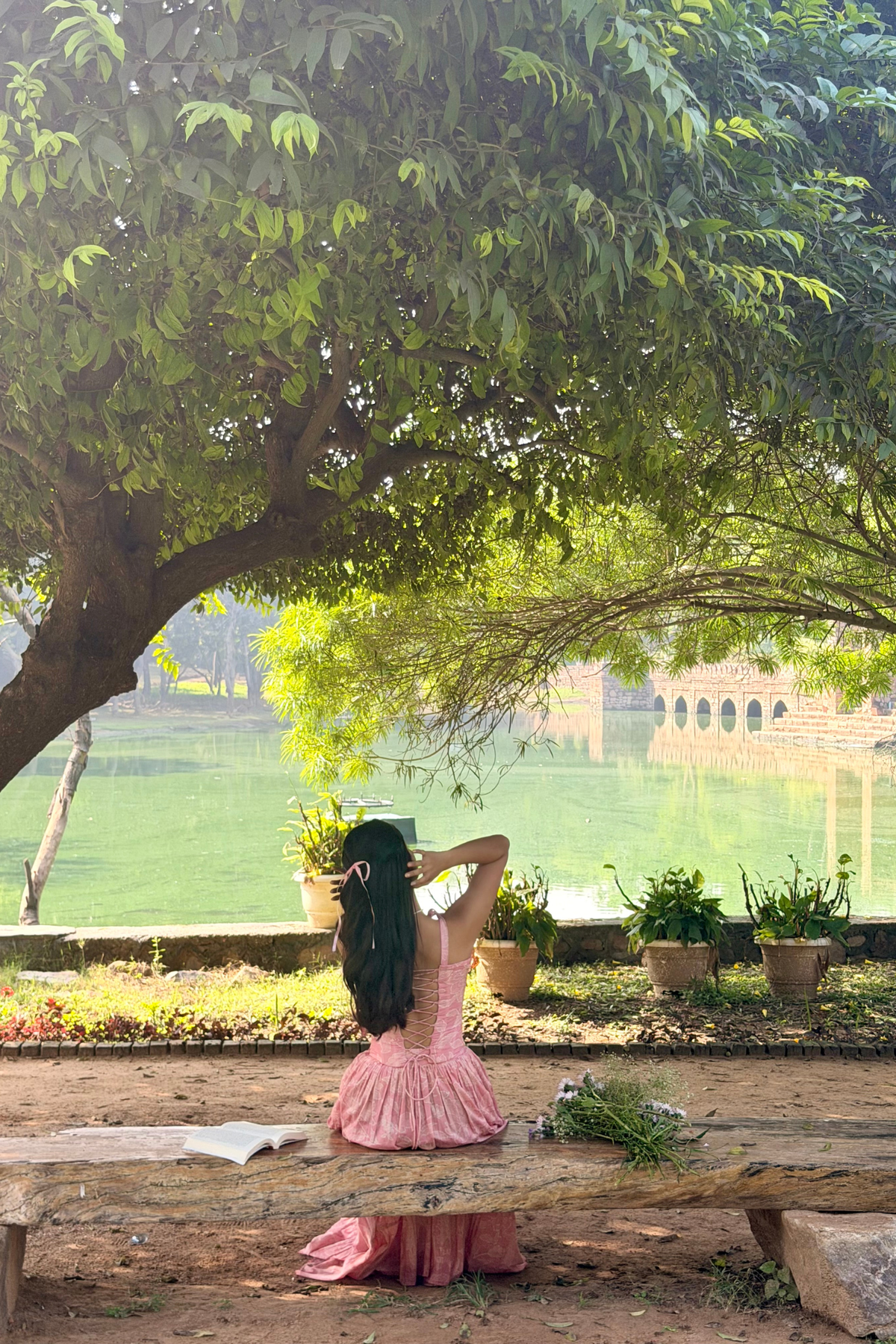 Kyoto Pink Floral Corset and Tiered Skirt Set with Pearl Handwork