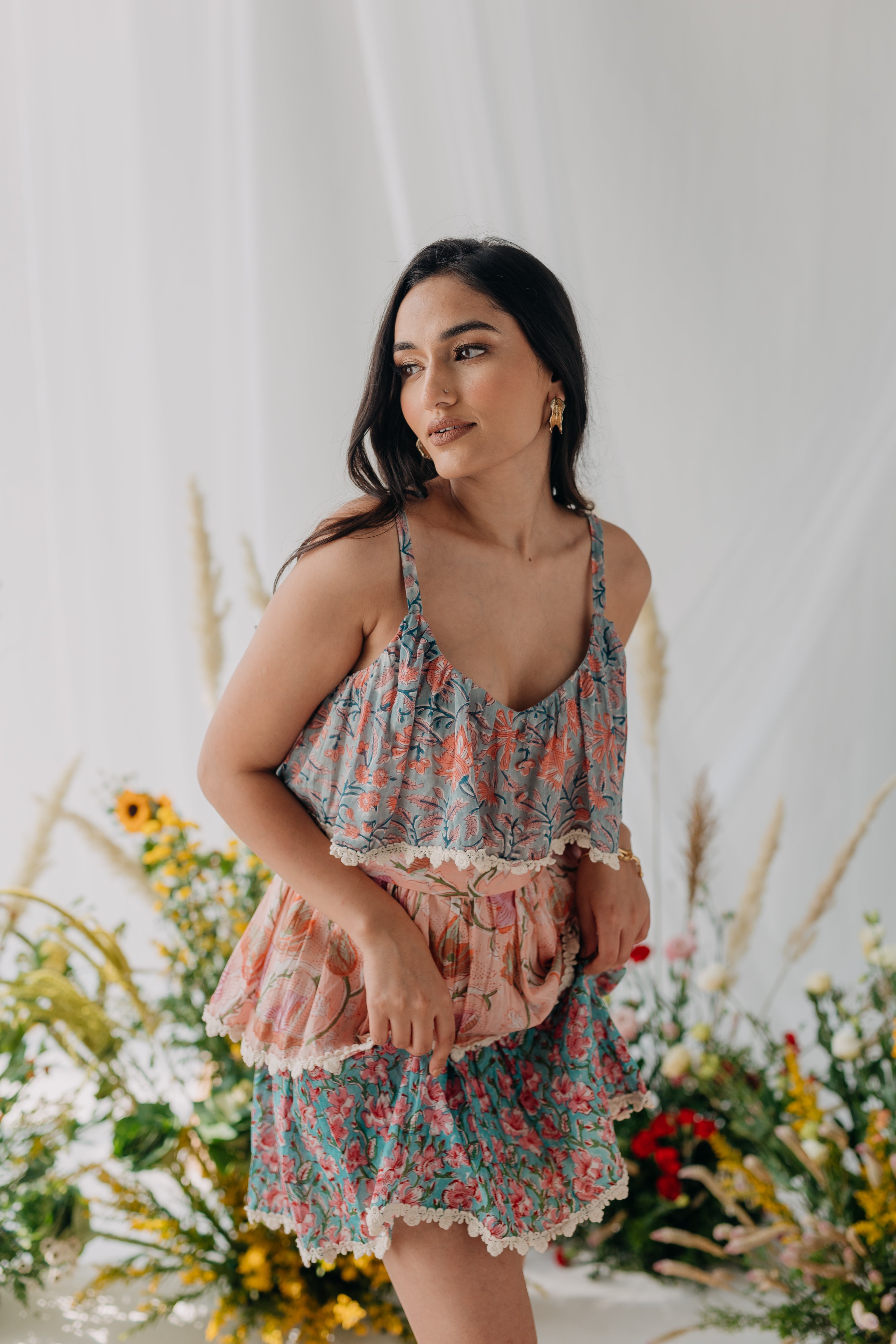 Charlotte Multicolour Printed Cotton Layered Dress