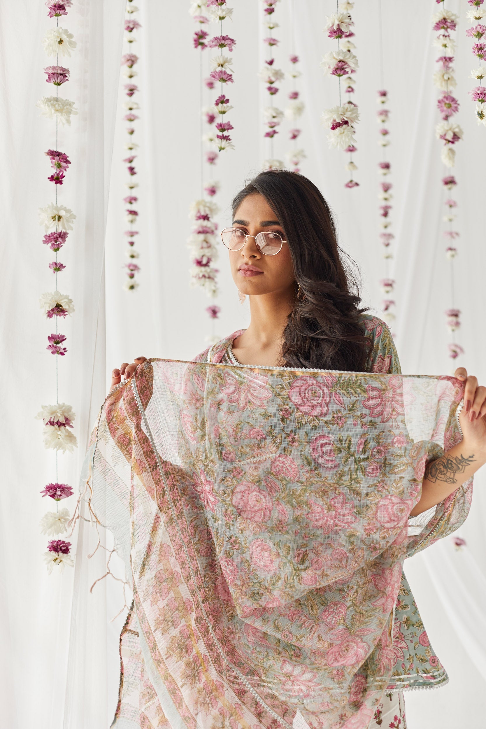 Pink Printed kota Dupatta