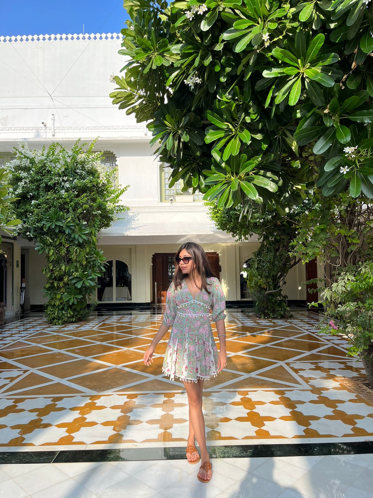 Diaz Pastel Green Printed Cotton Dress