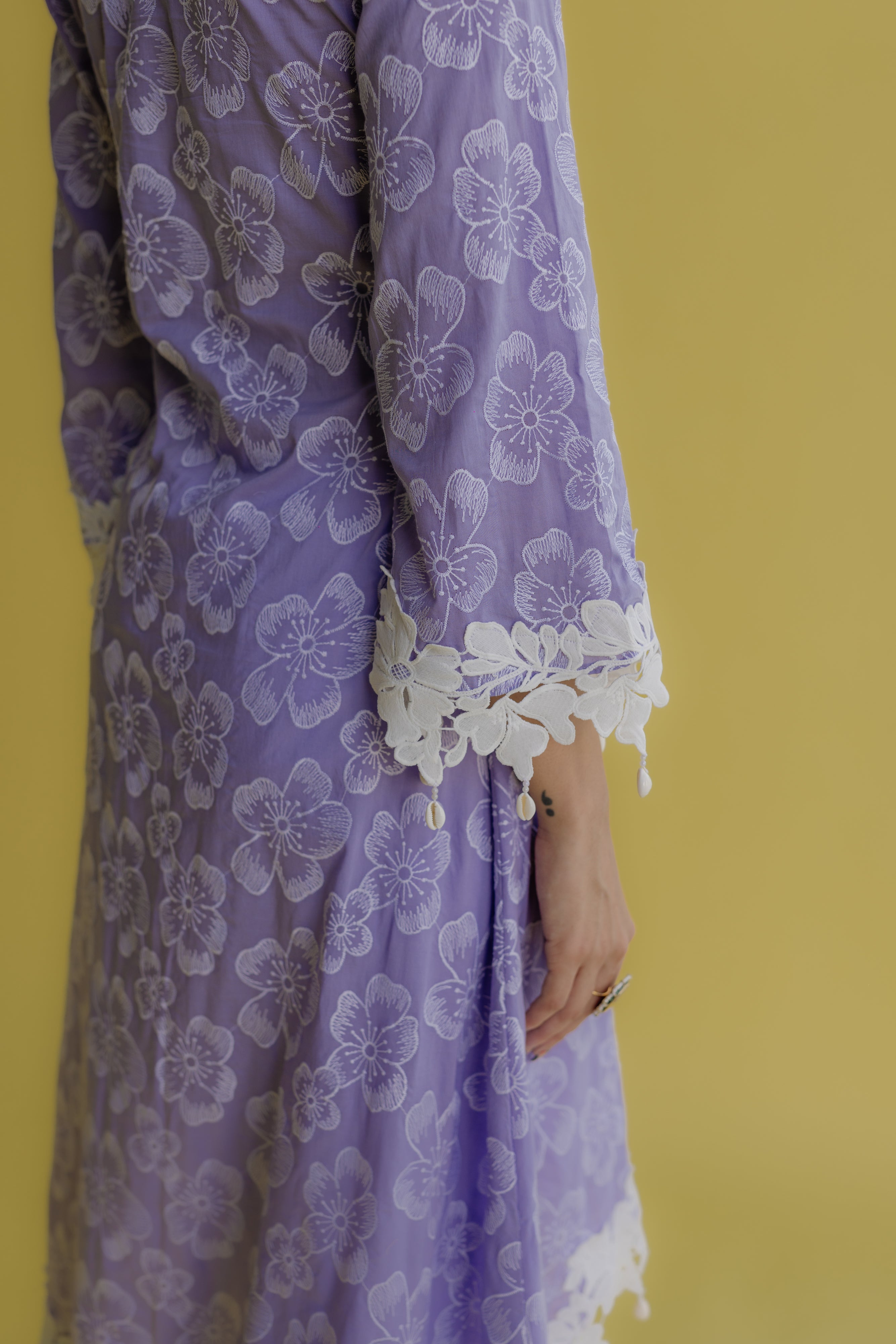 Noor Lilac Embroidered Cotton Kurta