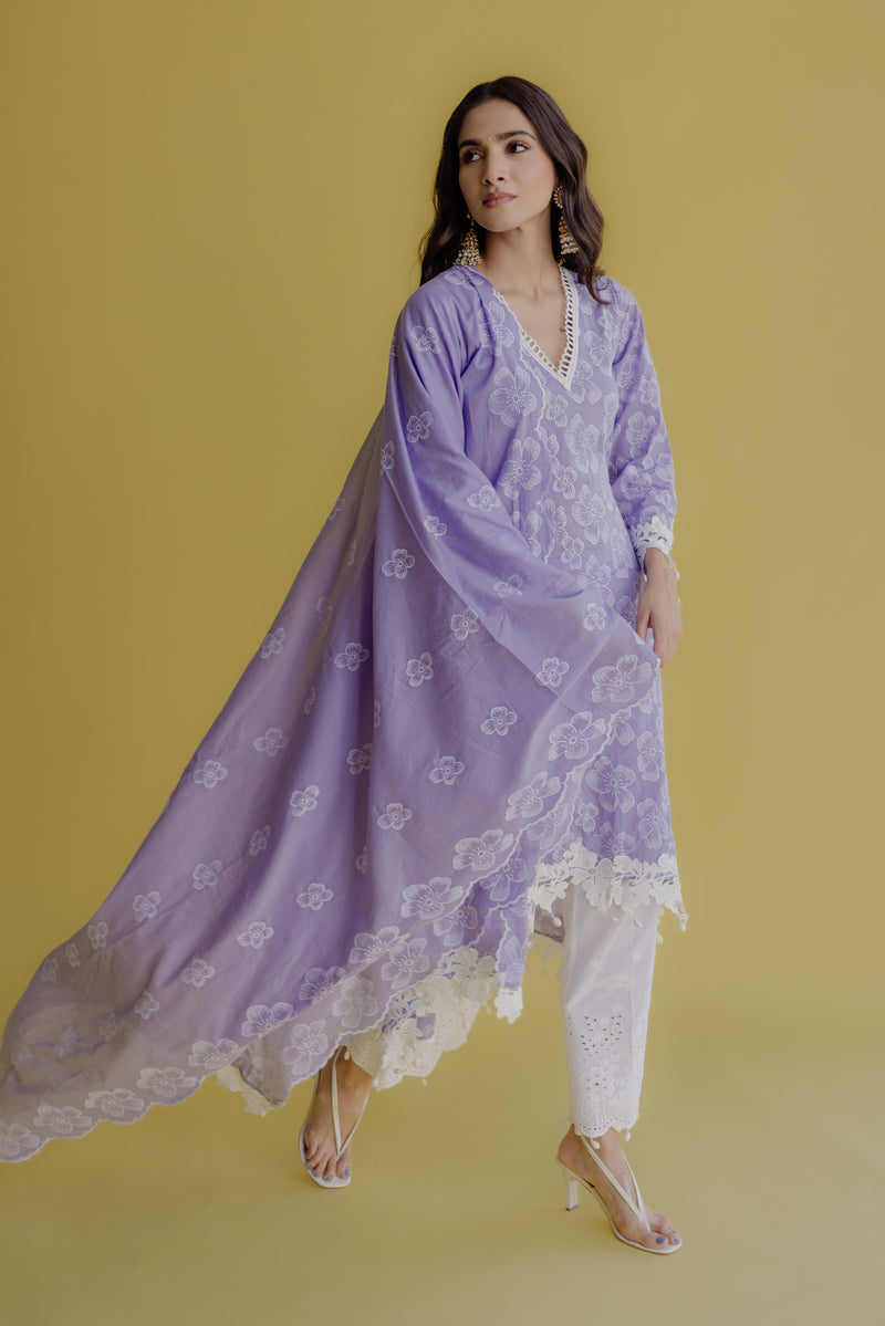 Noorika Yellow Silk Kurta with pant and dupatta- set of 3 main image 0
