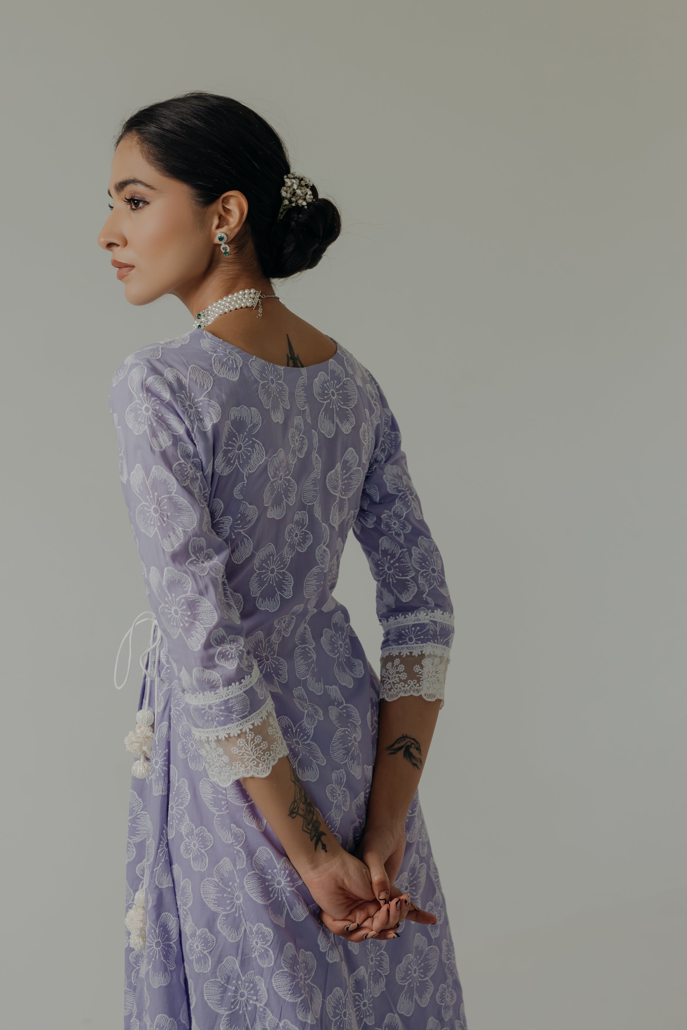 Naaz Lilac Embroidered Cotton Angrakha