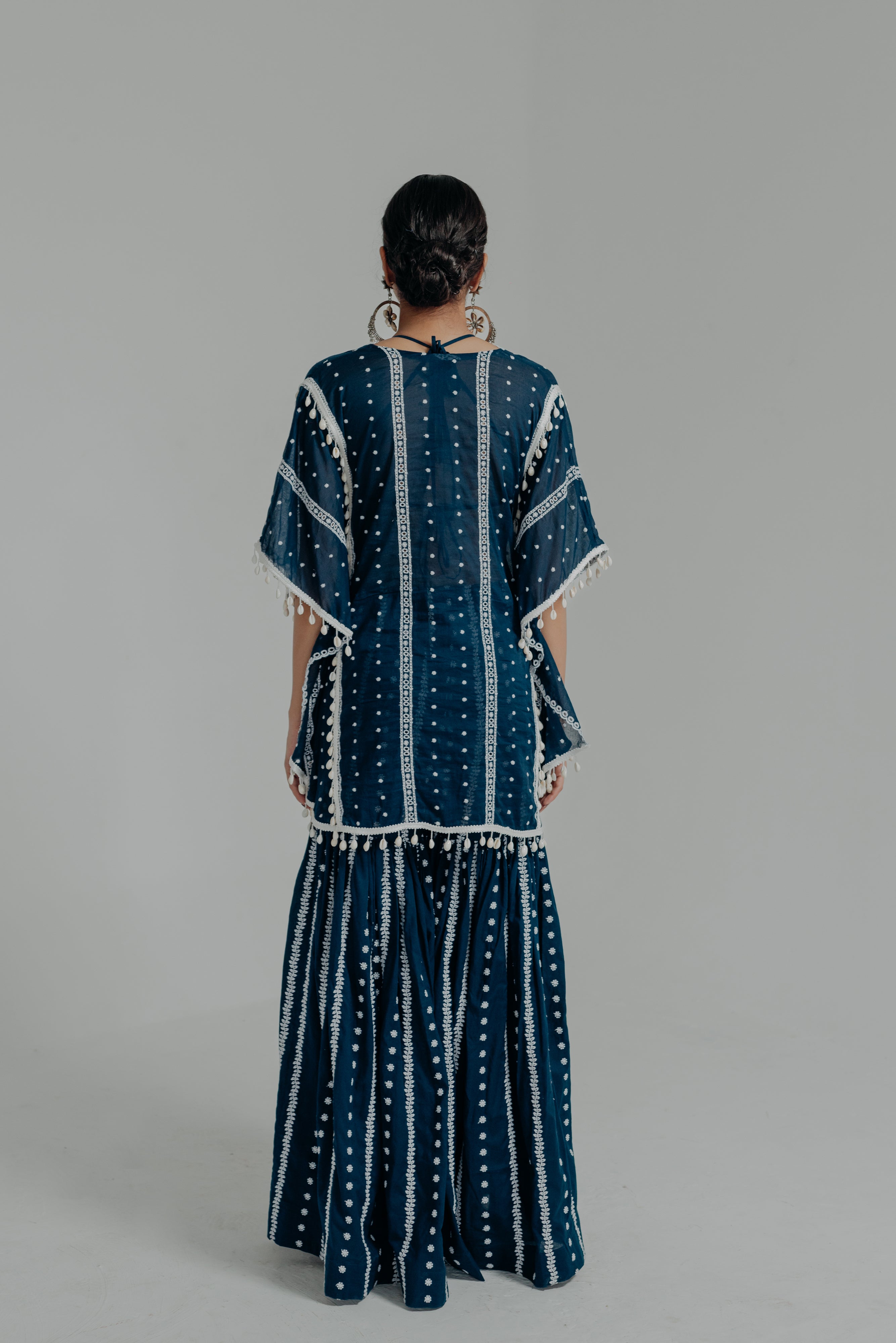 Saira Royal Blue Embroidered Mulmul Kaftan