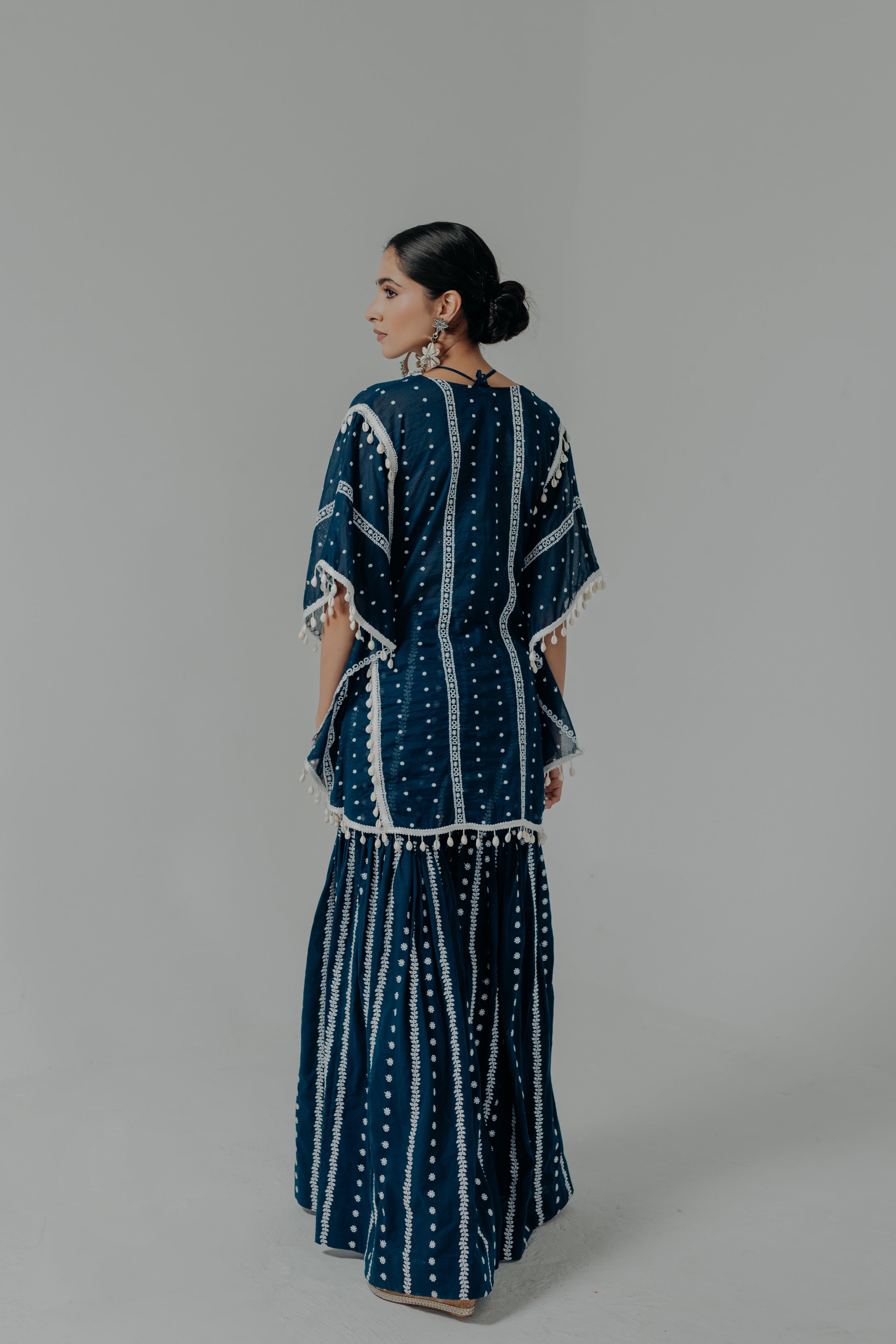 Saira Royal Blue Embroidered Mulmul Kaftan