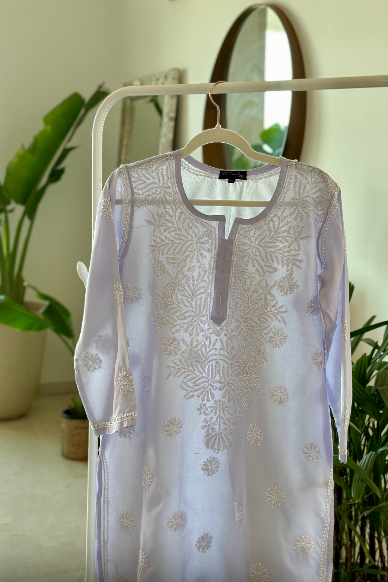 Milos Voil Hand Embroidered Chikankari Kurta With Slip