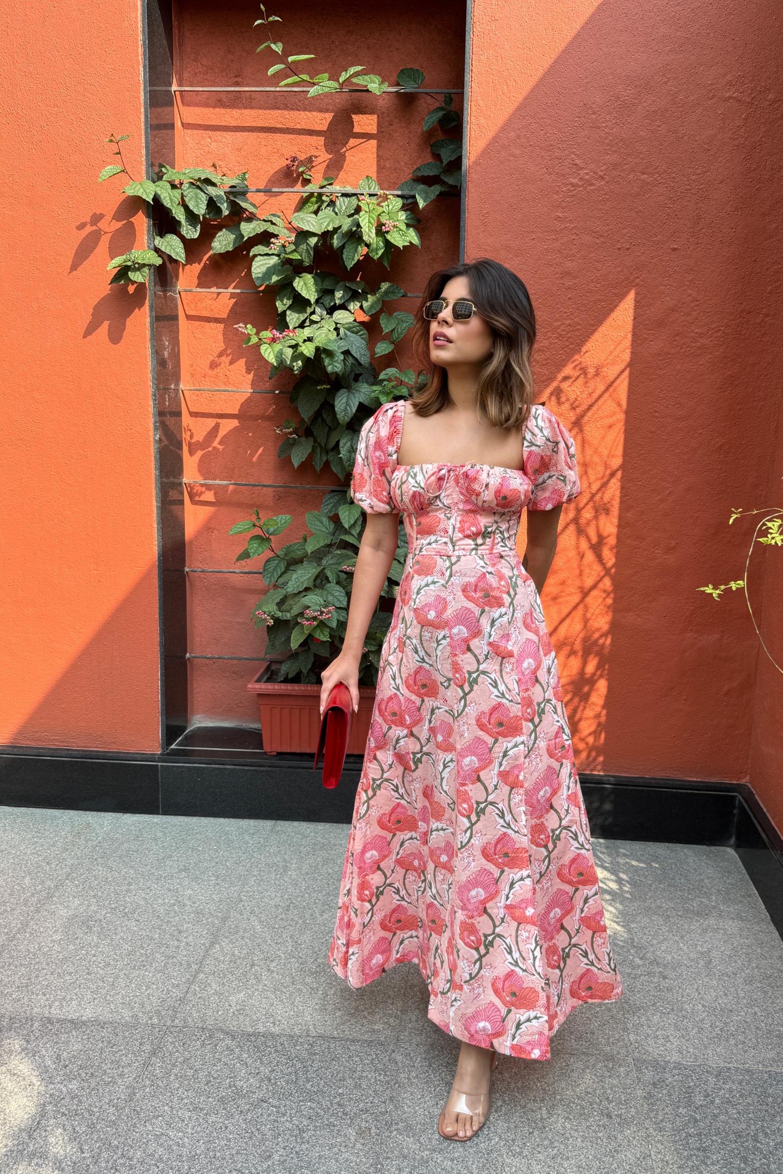 Ellora Pink Floral Maxi Sundress