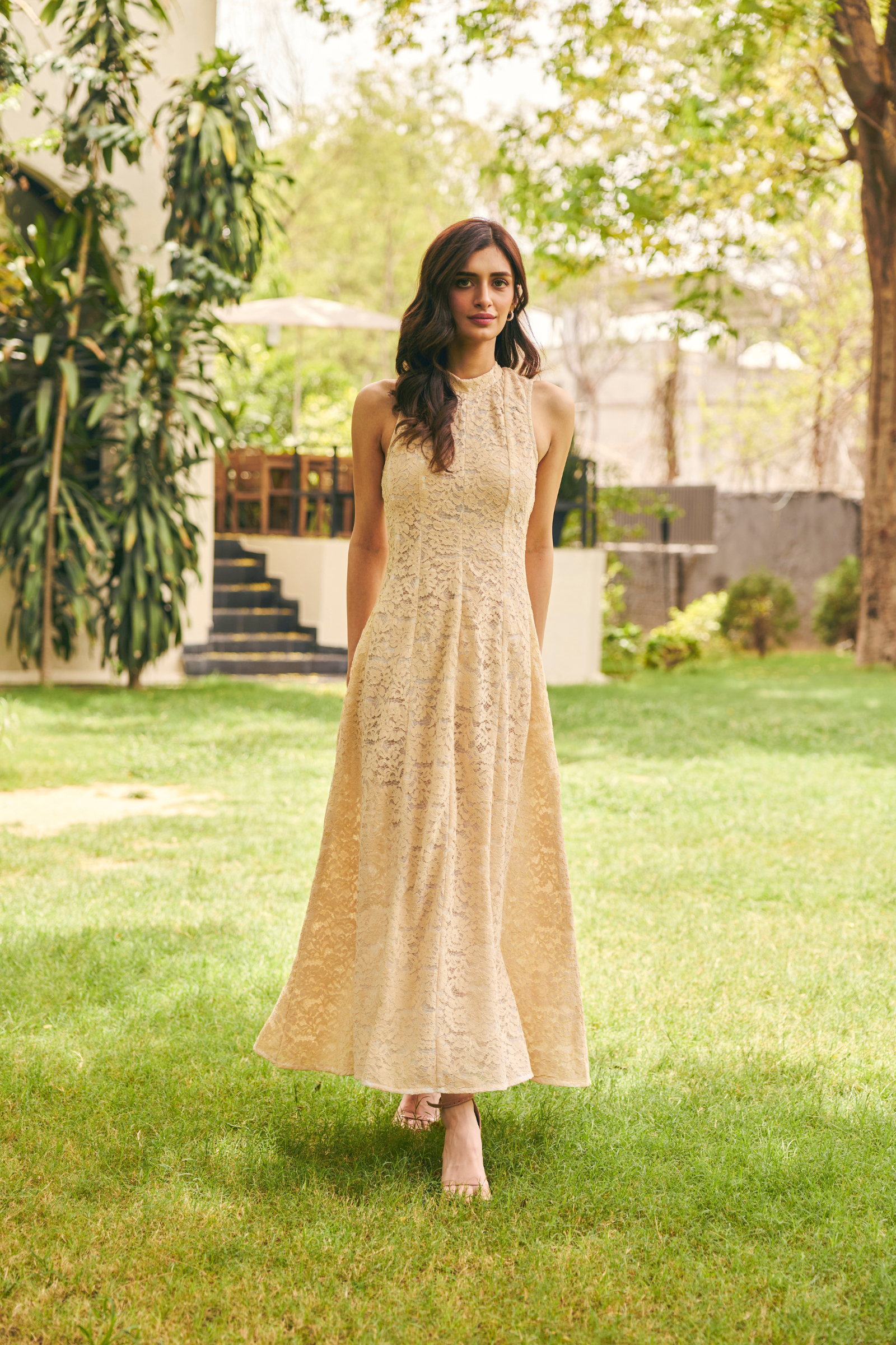 Paris off white maxi lace dress