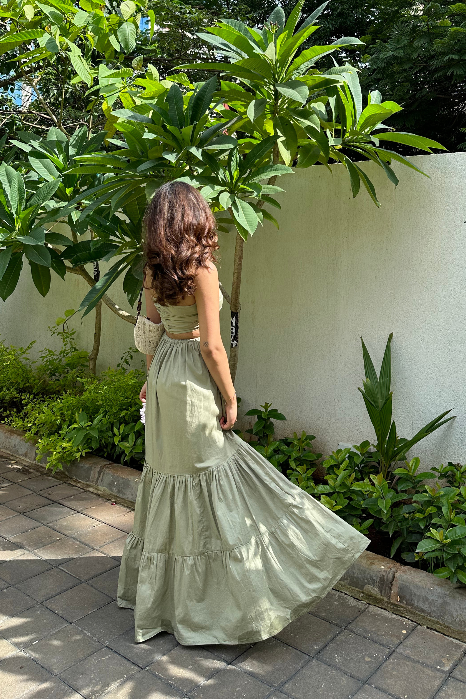 Carissa Olive Green Cut-Out Halter Maxi Dress