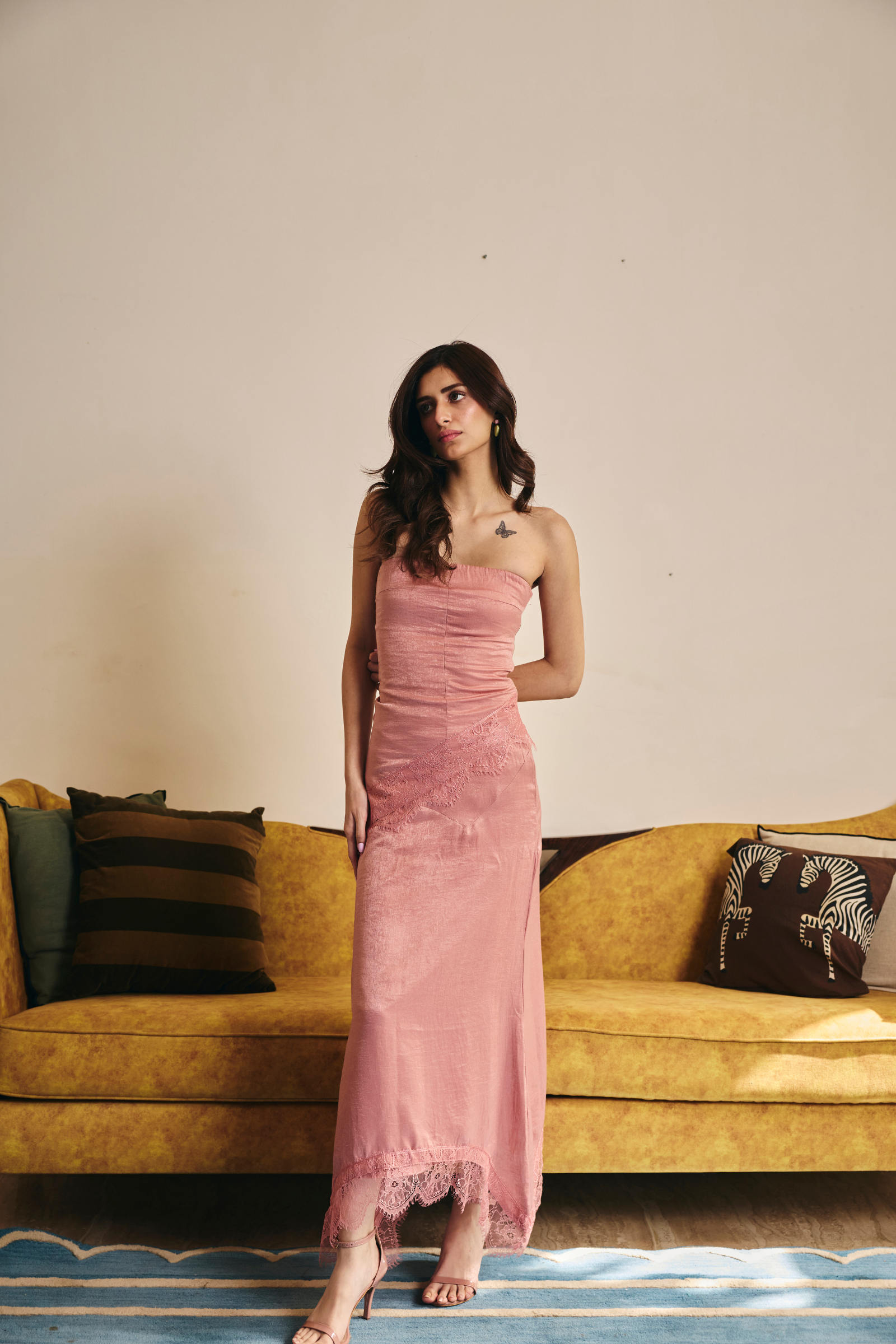 Copenhagen Dusty Pink asymmetrical maxi skirt