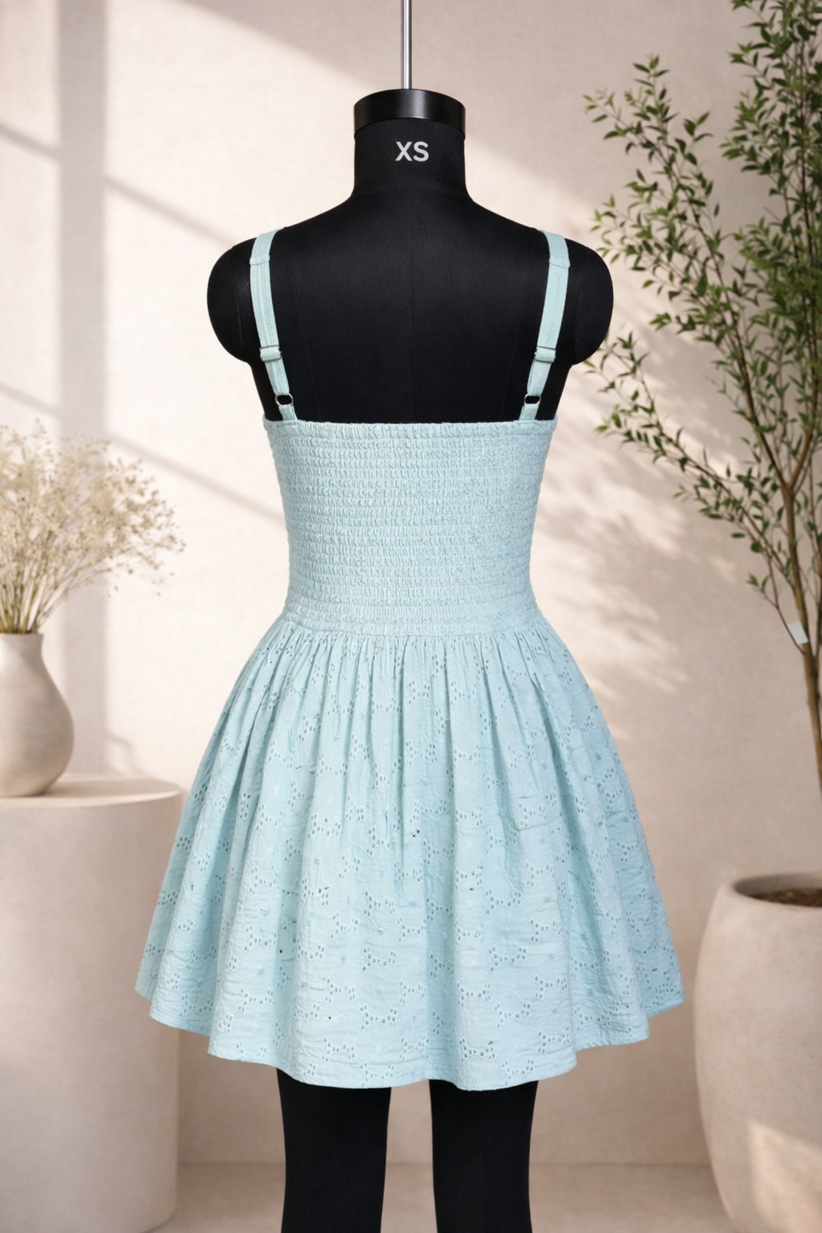Sage Bloom Eyelet Mini V-Neck Cotton Dress XL Sage Bloom Eyelet Mini V-Neck Cotton Dress XL