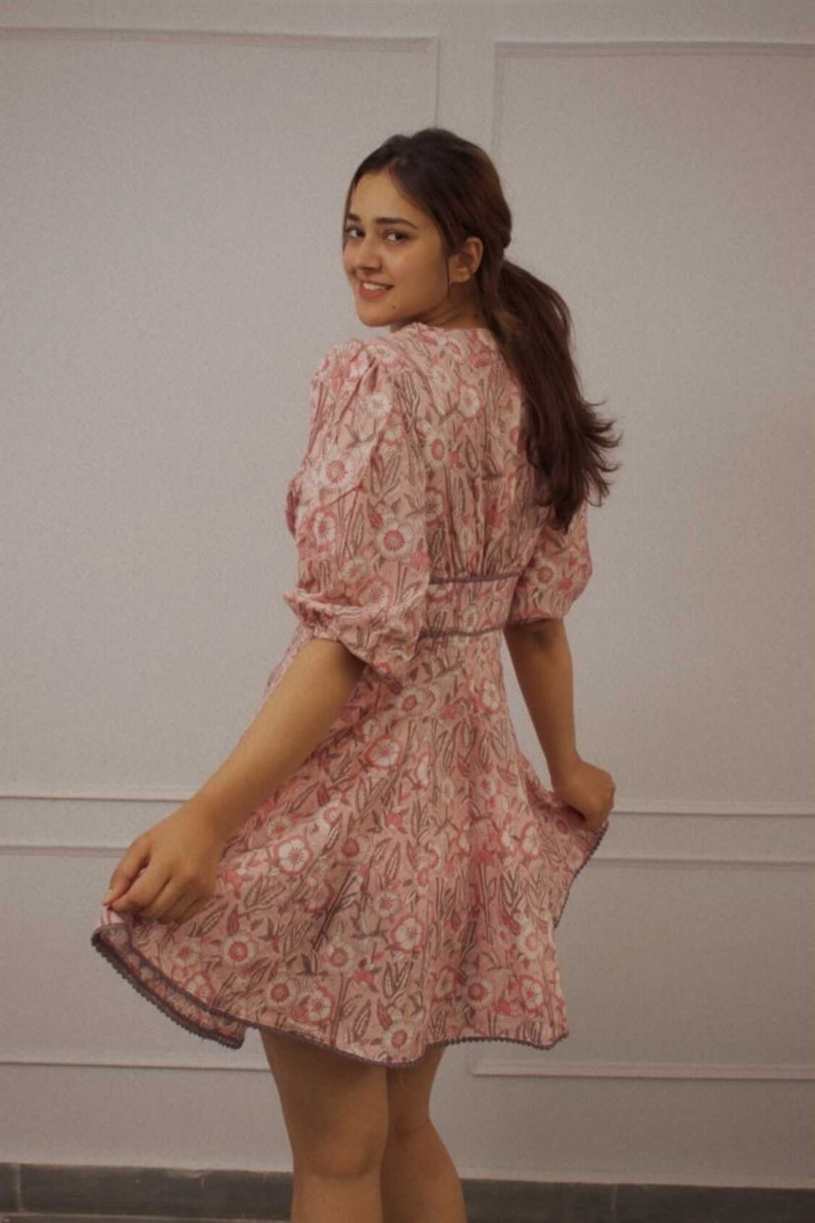 Blair Pink Printed Cotton Corset Dress