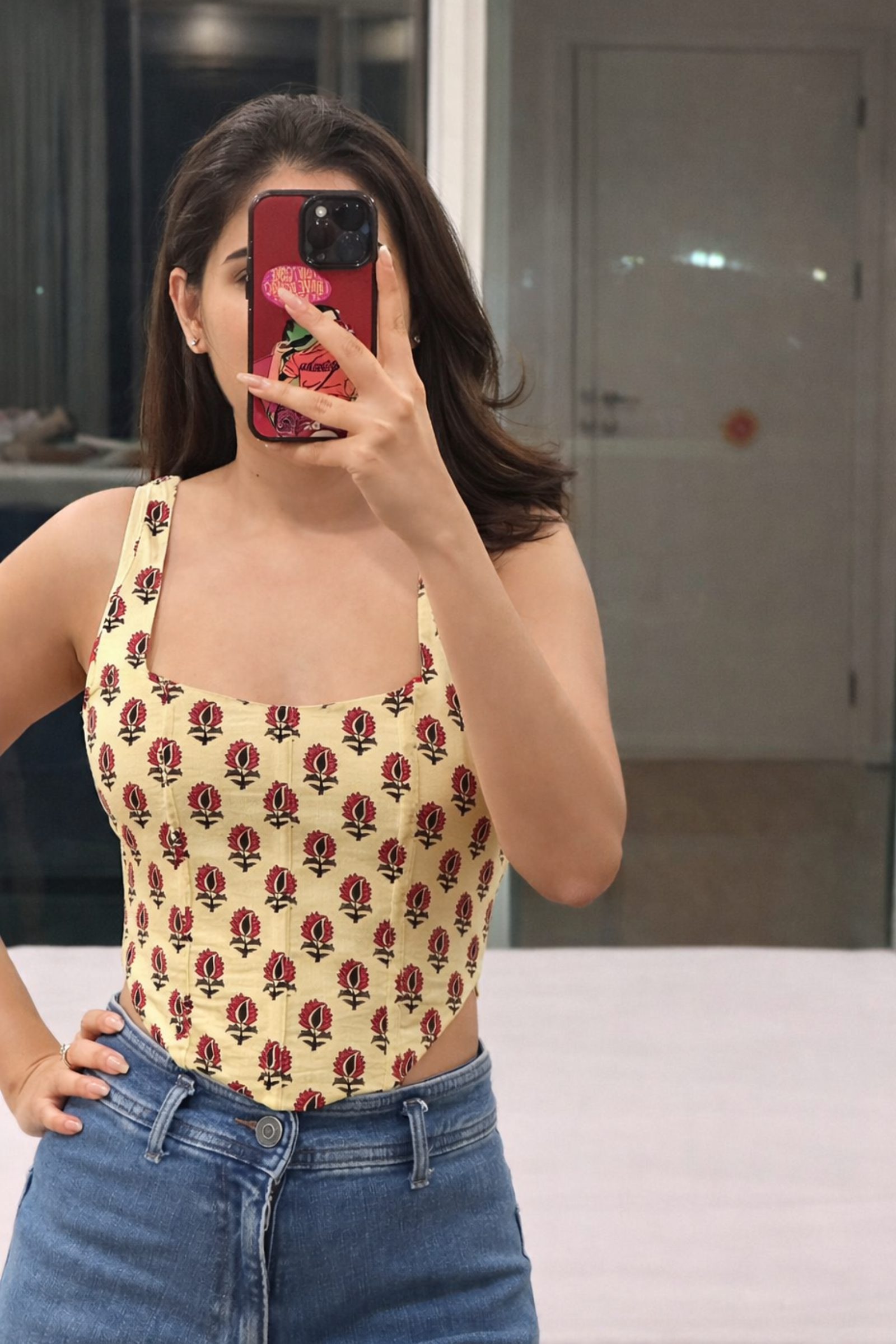 Harissa Beige Cotton Corset Top