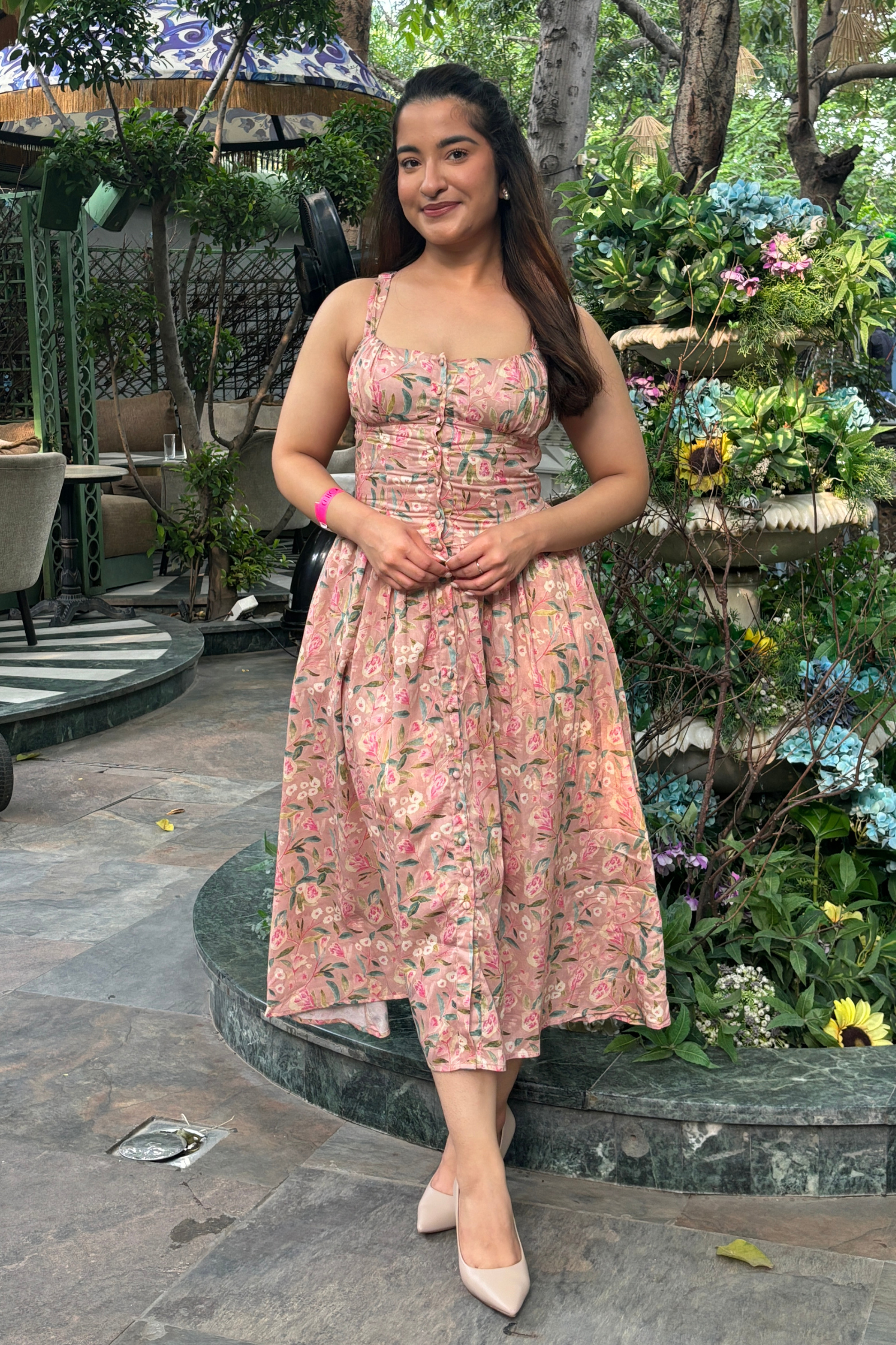 Versa Pink Floral Cotton Sundress