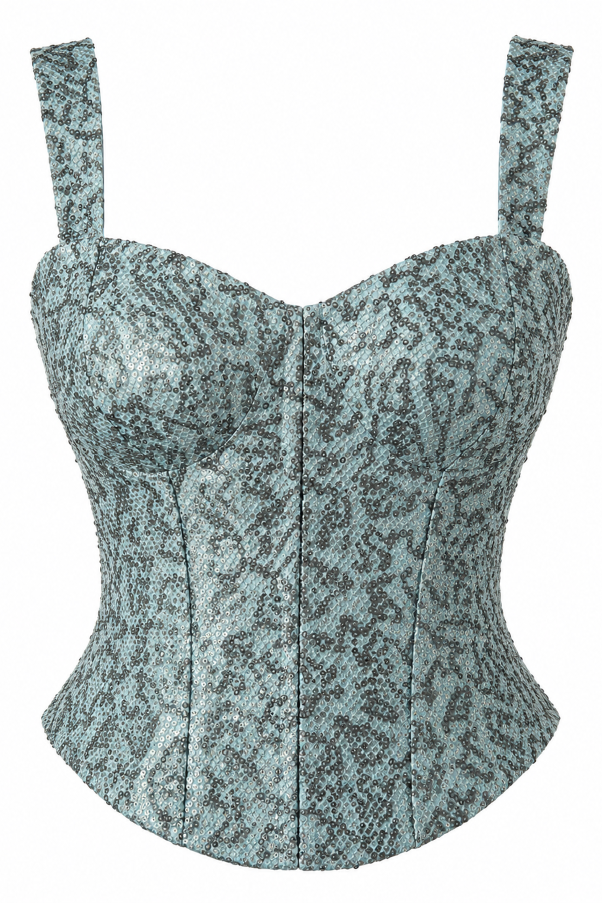 Mastani Powder Blue Sequin Corset Top with Lace-Up Back