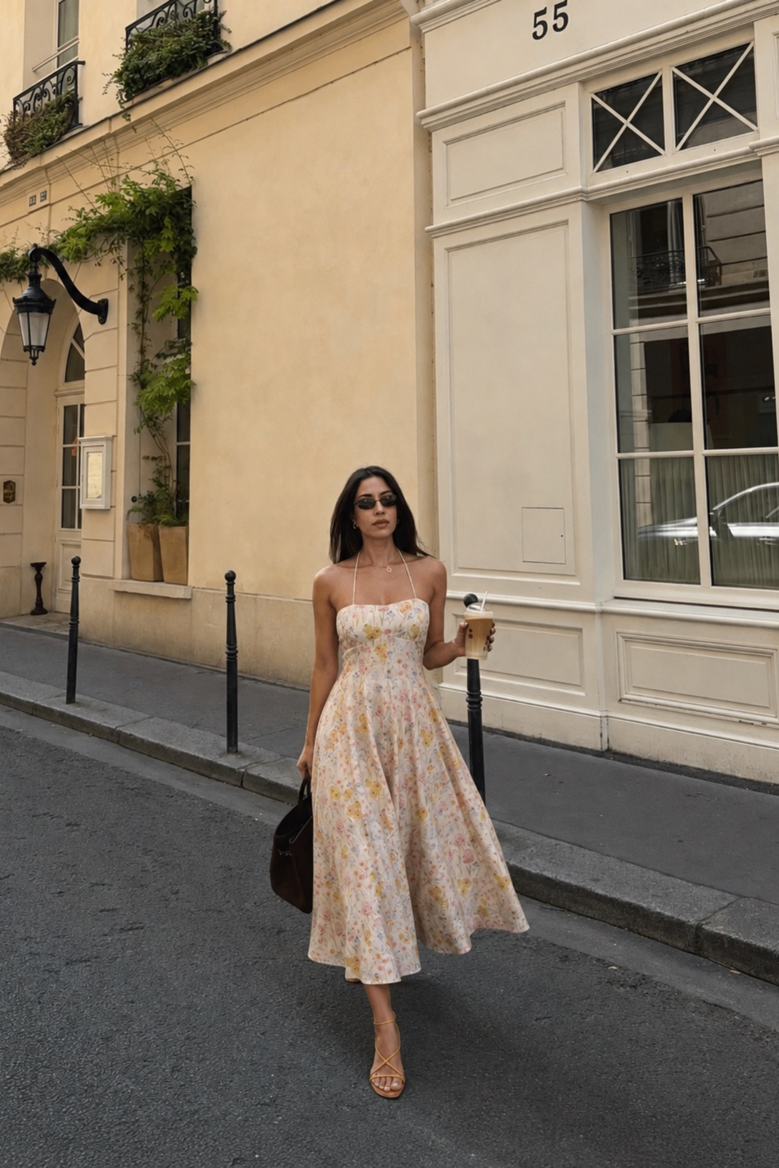 Cannes White Floral Midi Sundress