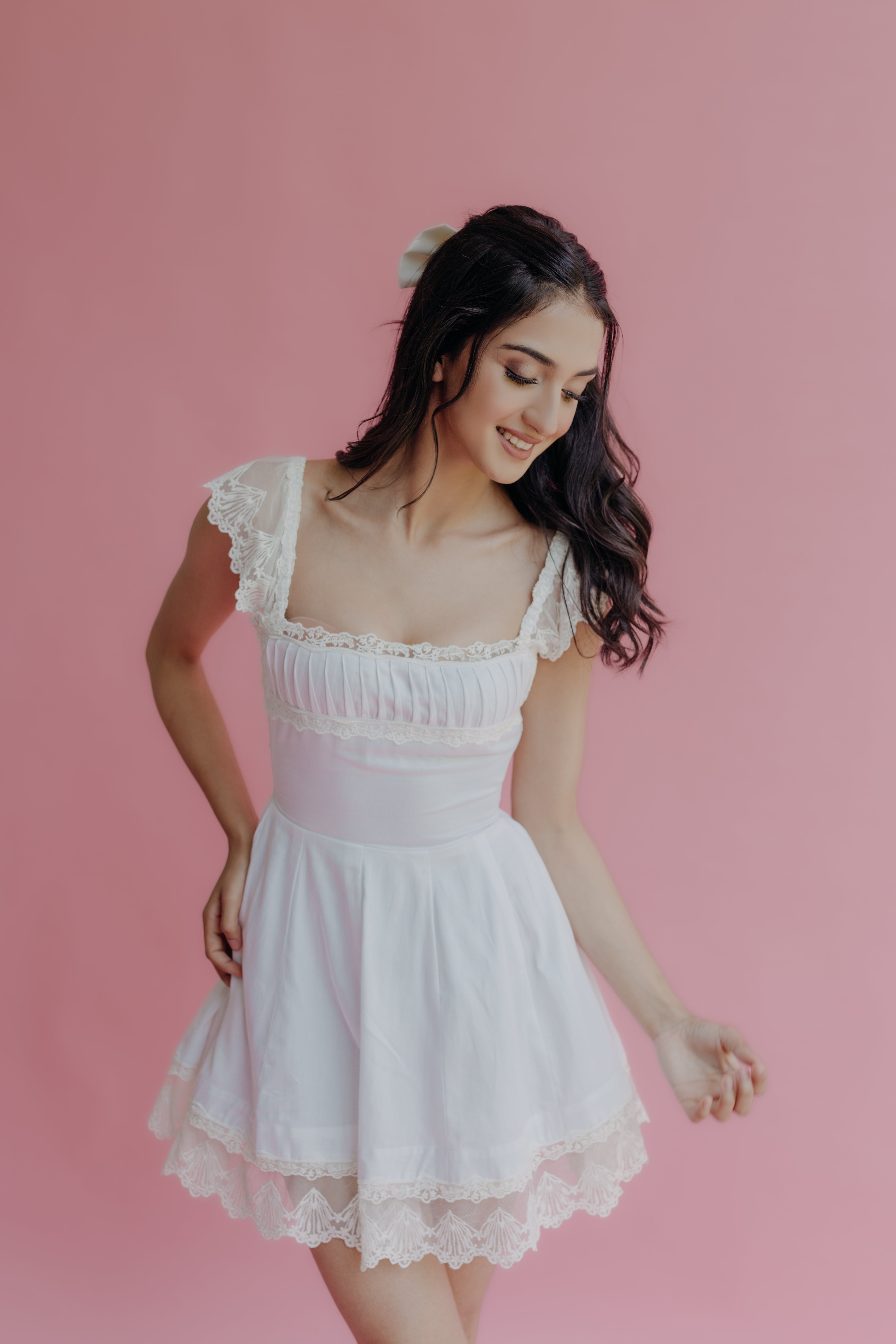 Angelina White A-Line Mini Dress