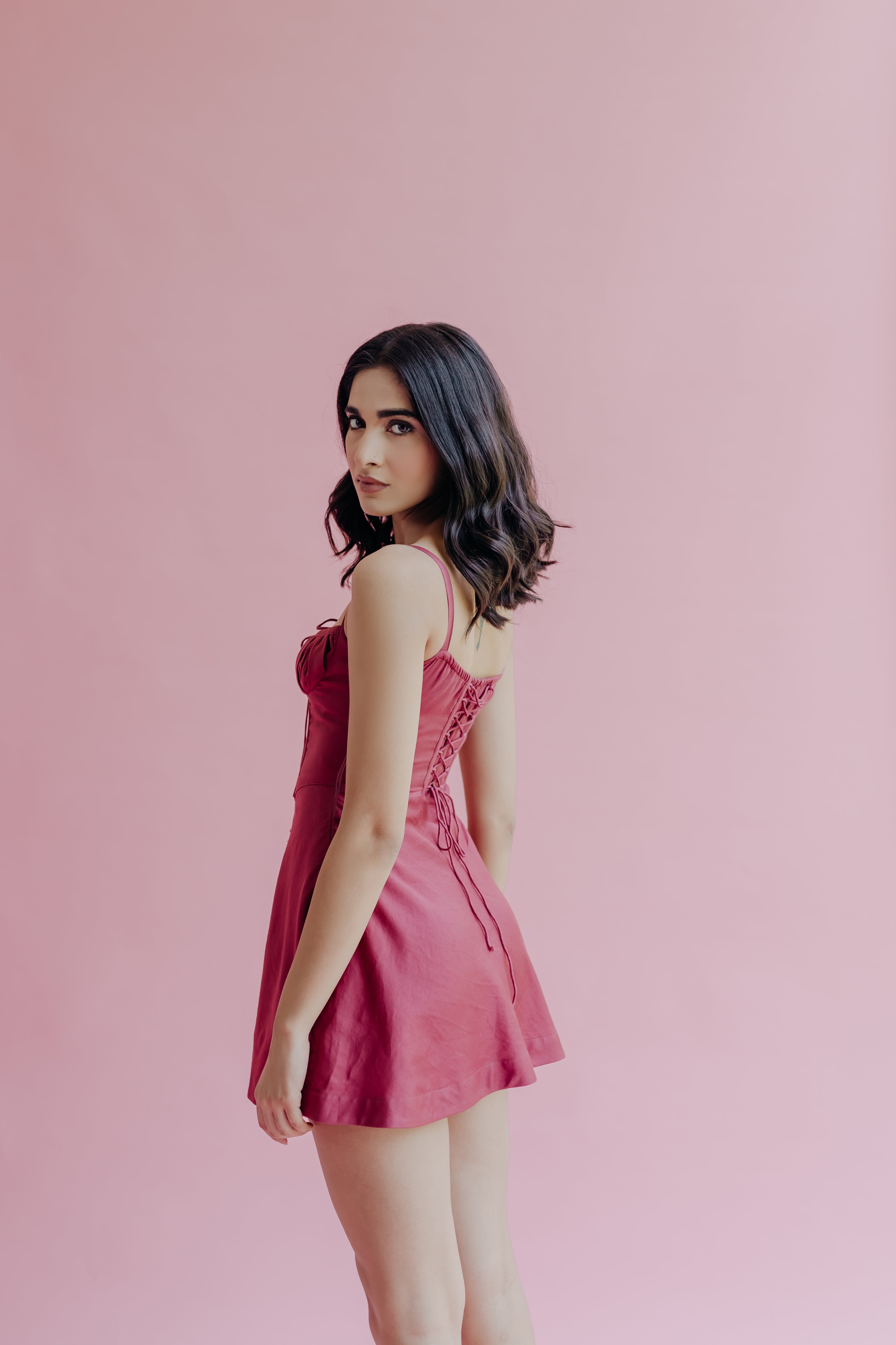 Goddiva Corset Fit & Flare Mini Dress - Wine