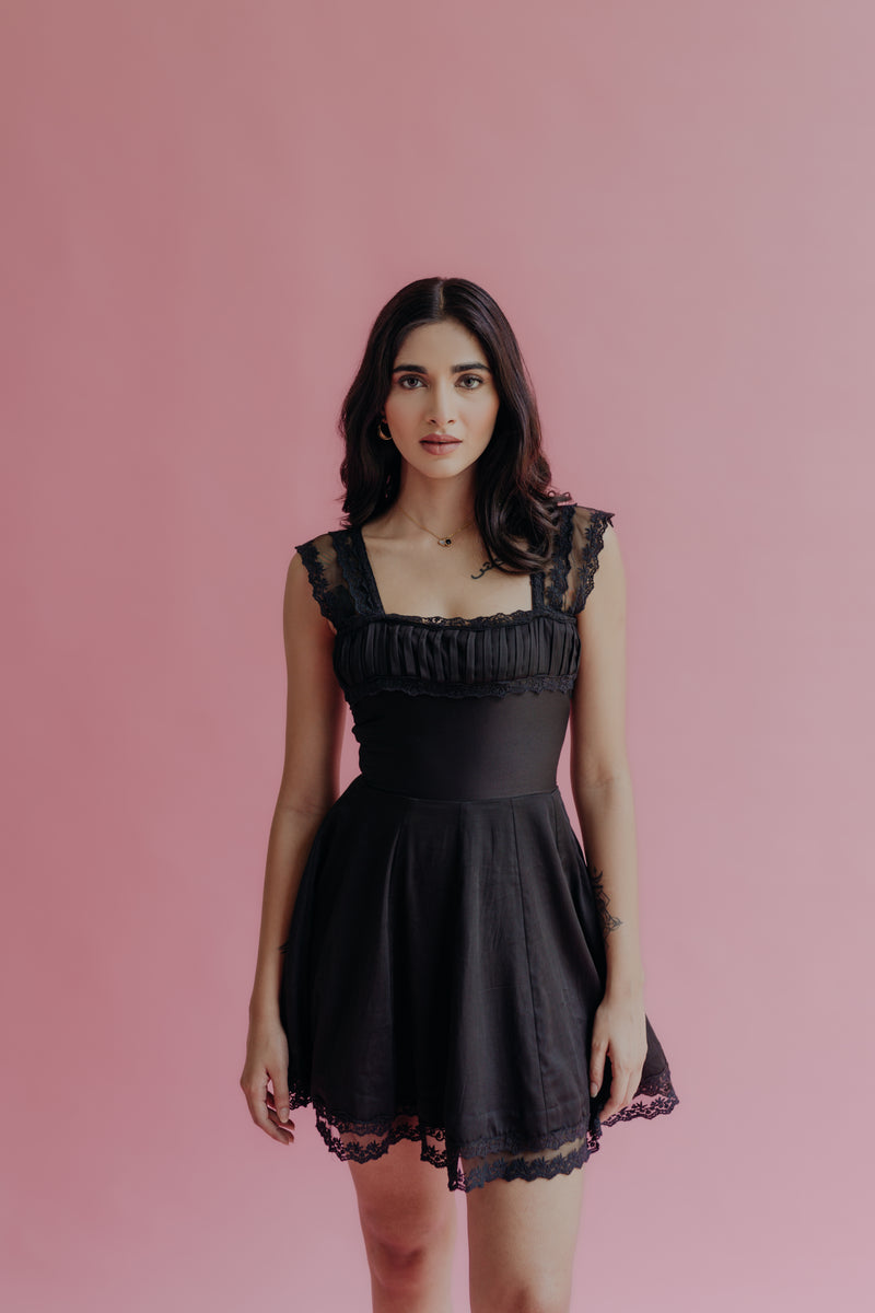 Katerina Black A-Line Mini Dress