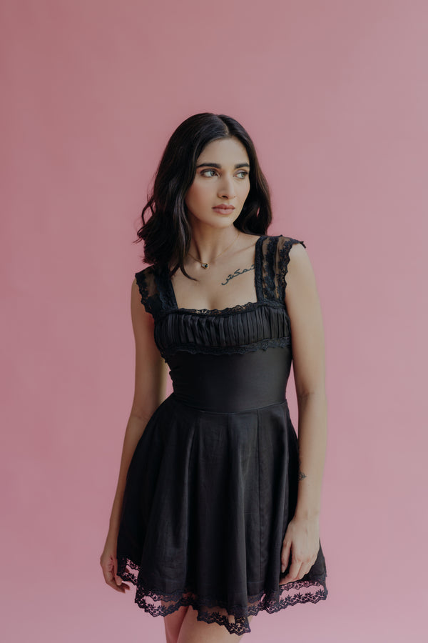 Katerina Black A-Line Mini Dress