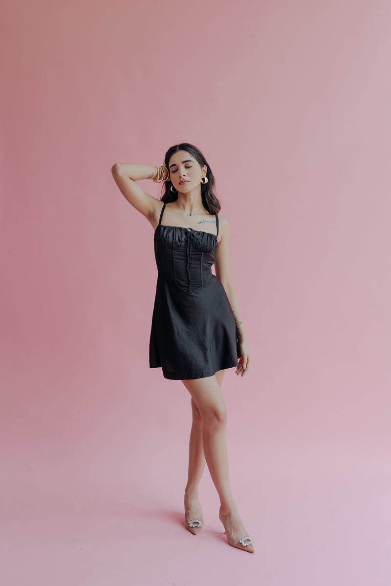 Andrea Black Corset Mini Dress