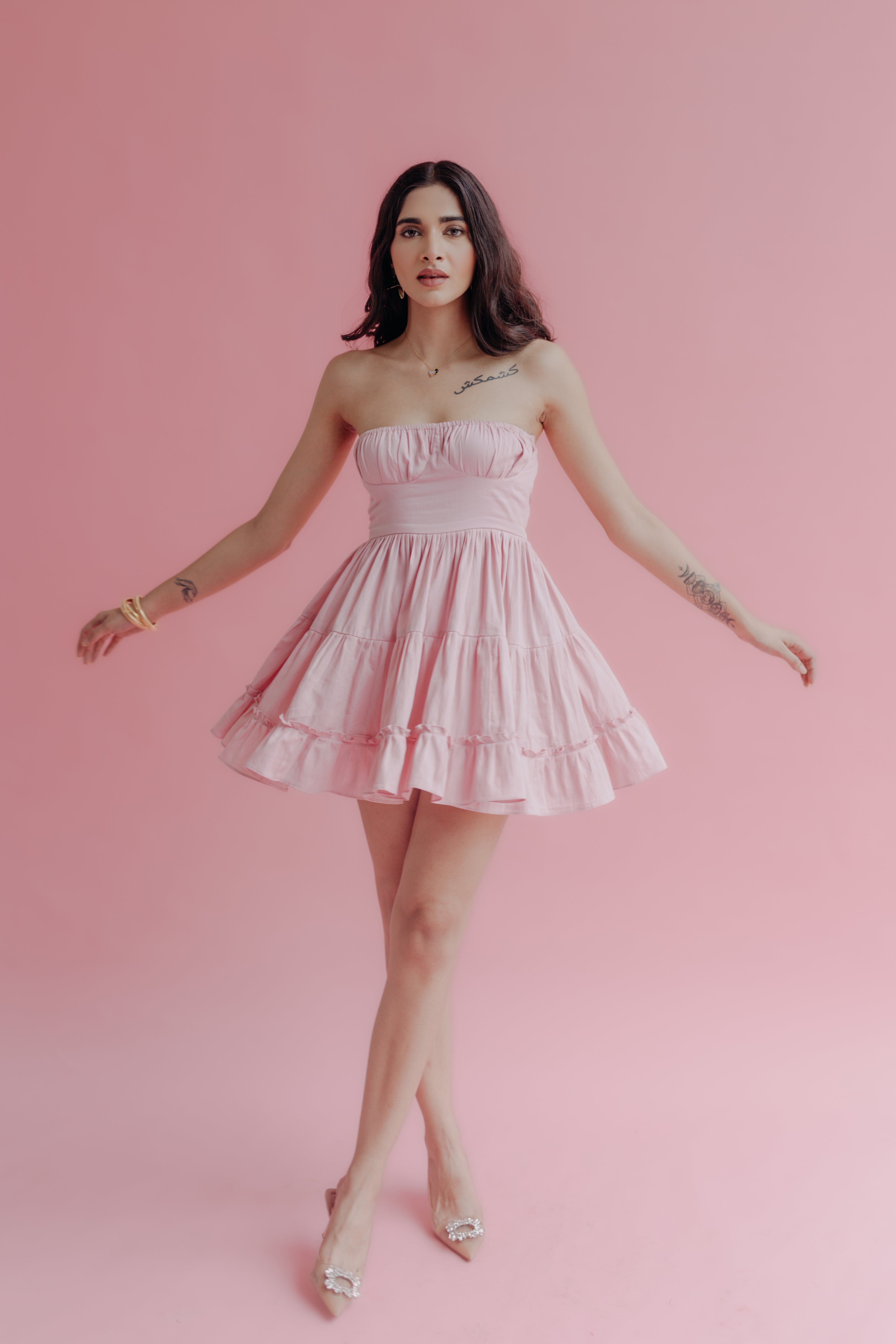 Cora Blush Pink Strapless Mini Dress