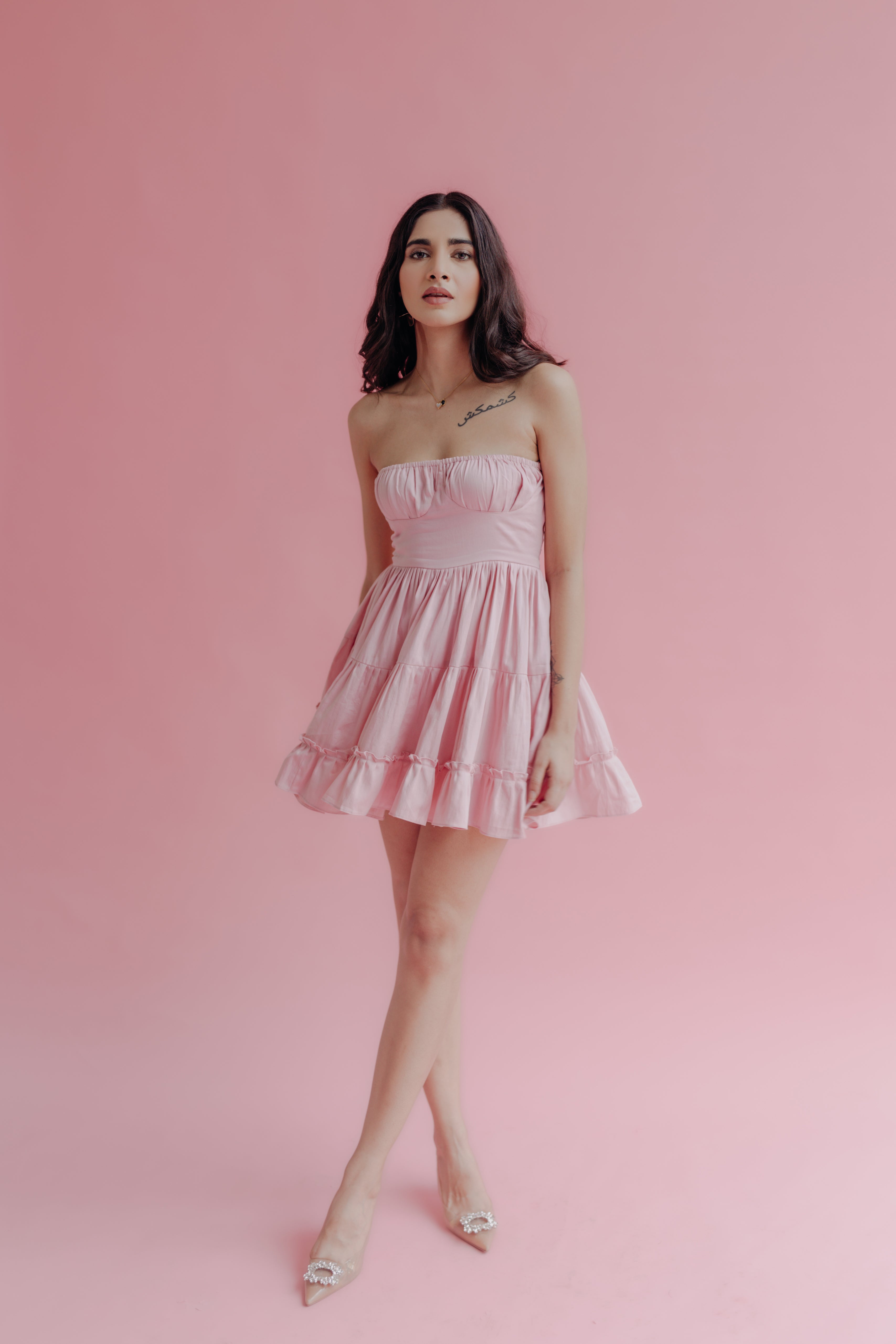 Cora Blush Pink Strapless Mini Dress