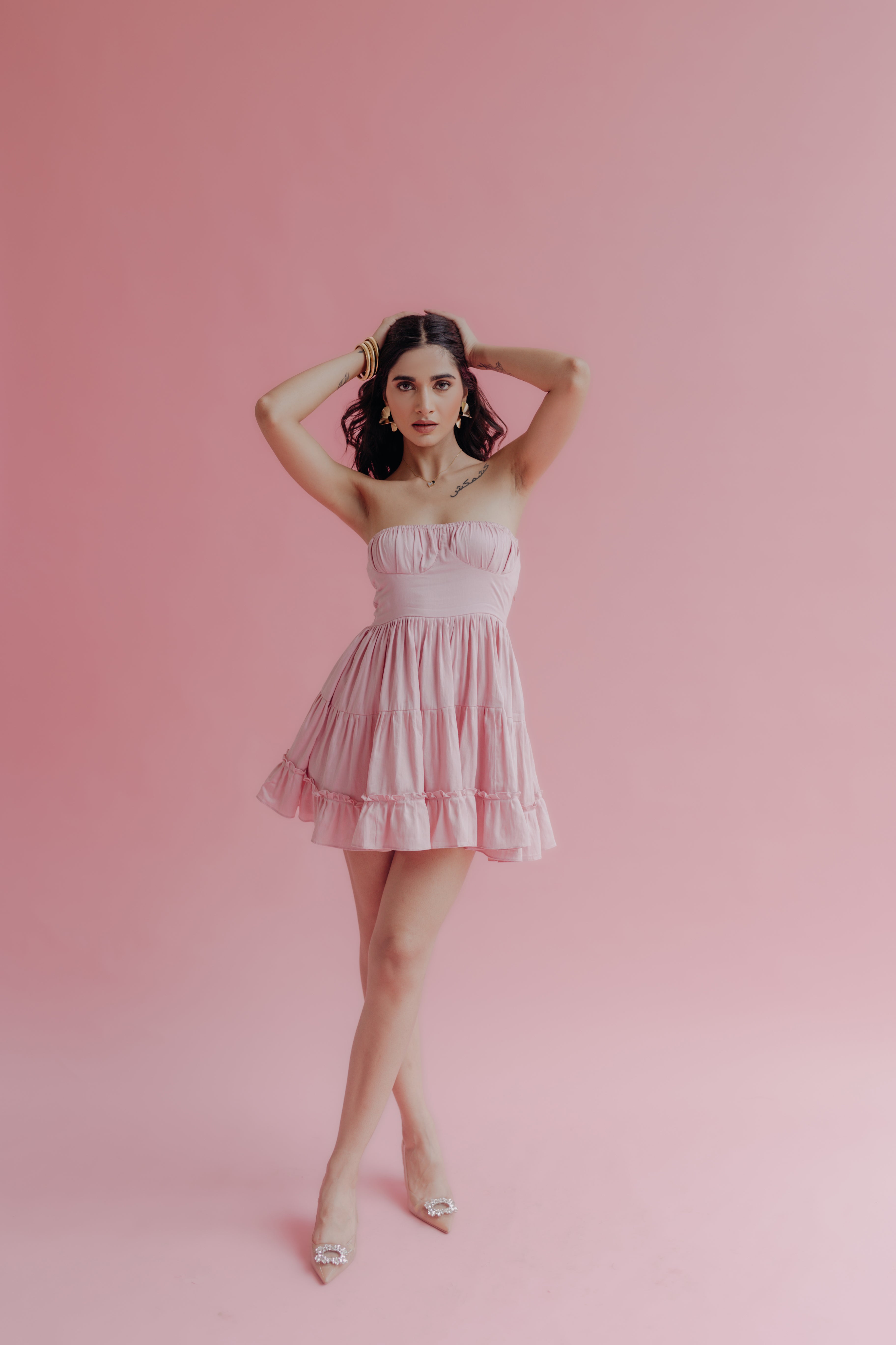 Cora Blush Pink Strapless Mini Dress