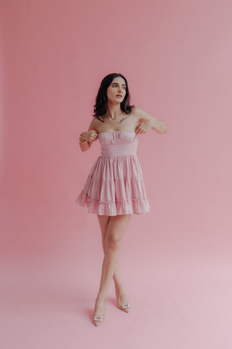 Cora Blush Pink Strapless Mini Dress