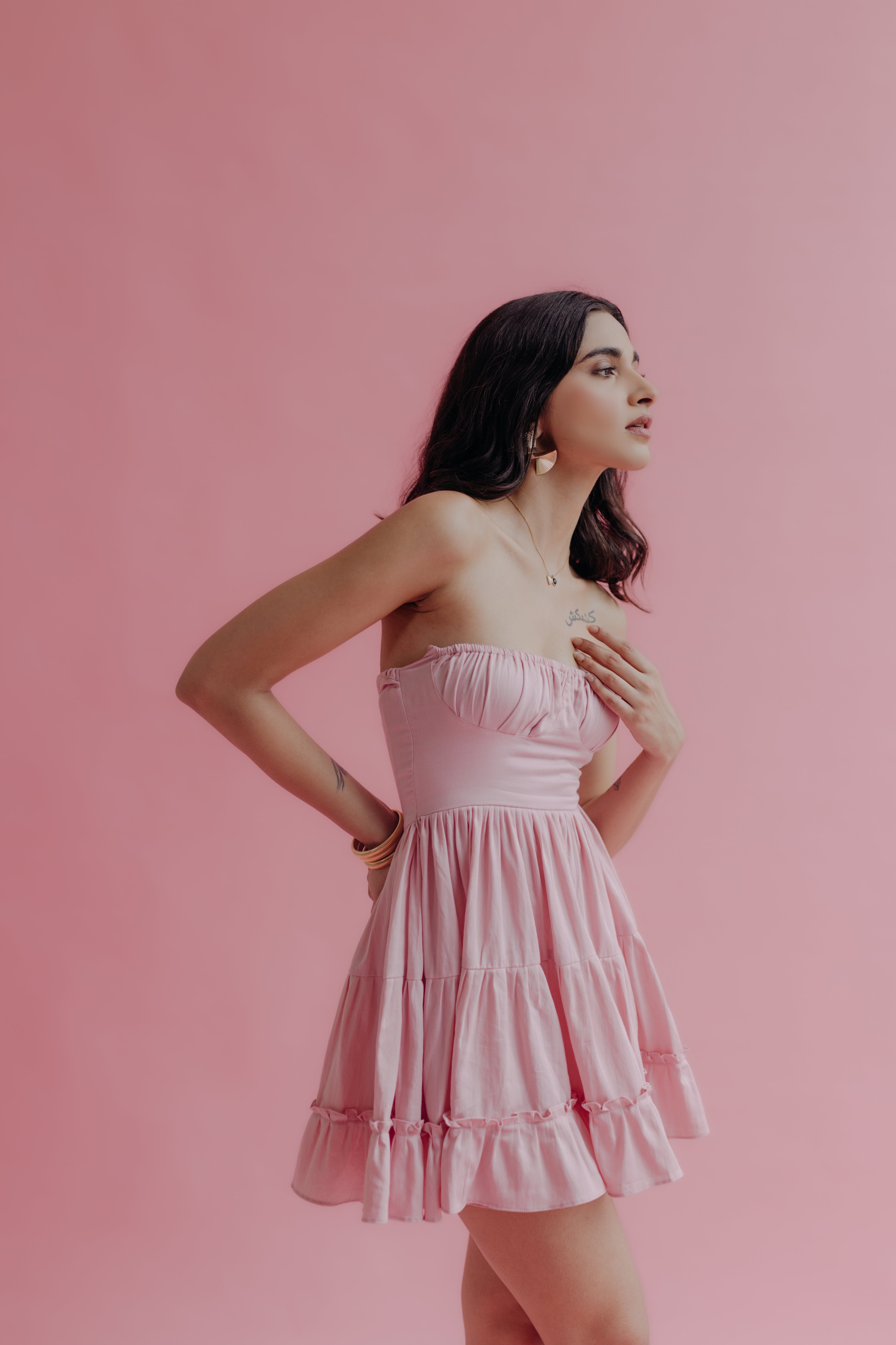 Cora Blush Pink Strapless Mini Dress