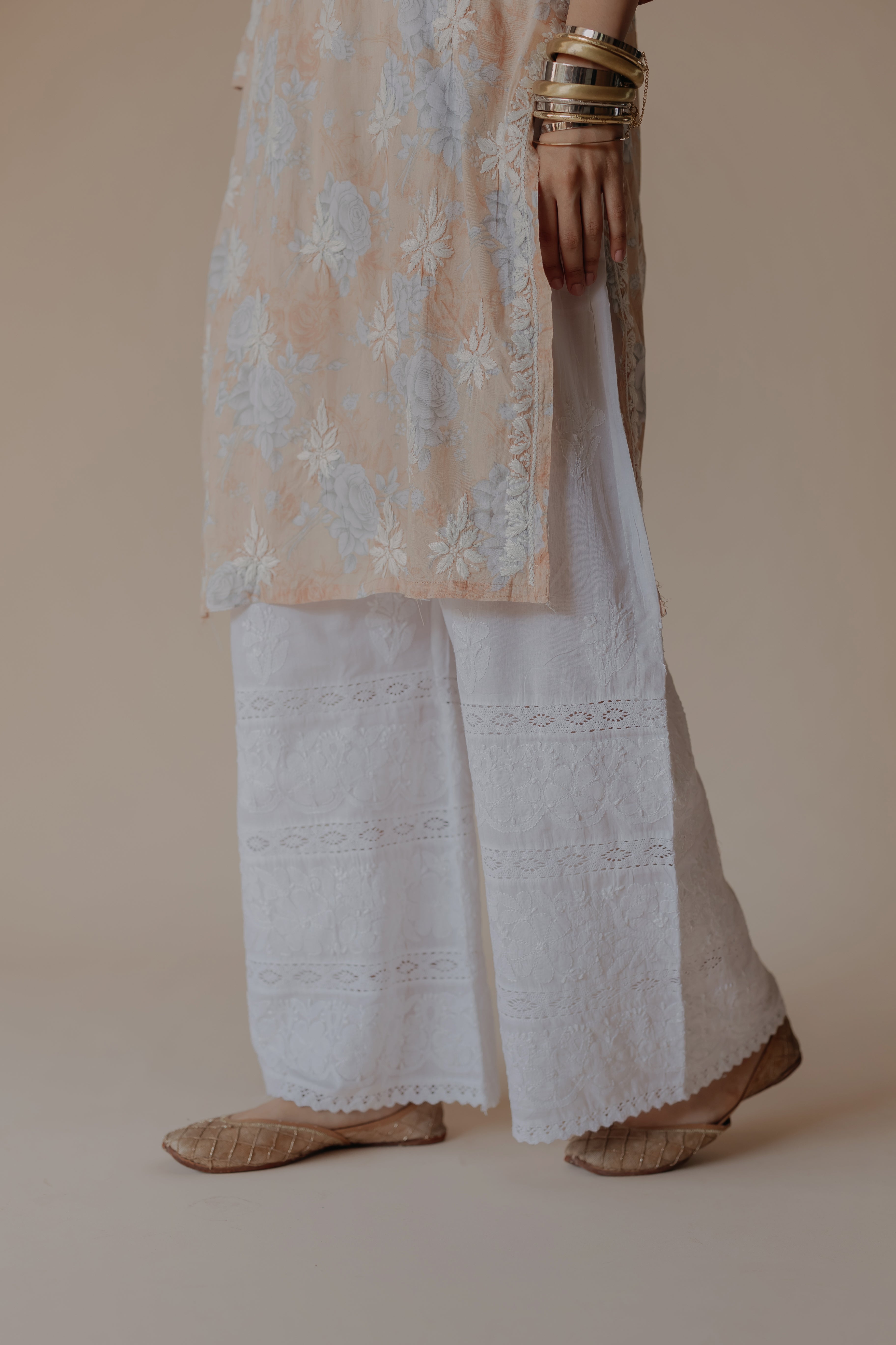 Mariam White Cotton Hand Embroidered Chikankari Palazzo
