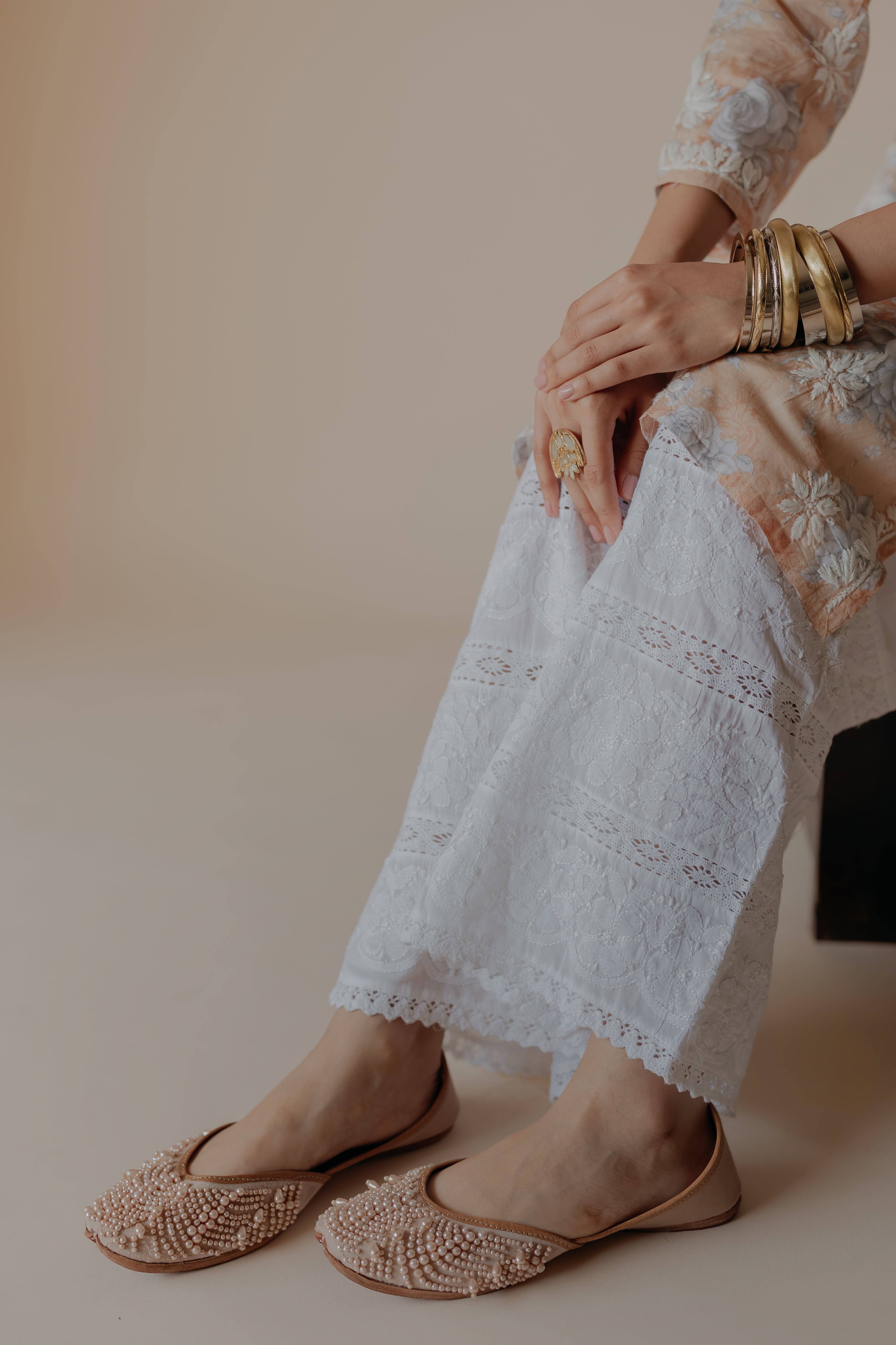 Mariam White Cotton Hand Embroidered Chikankari Palazzo