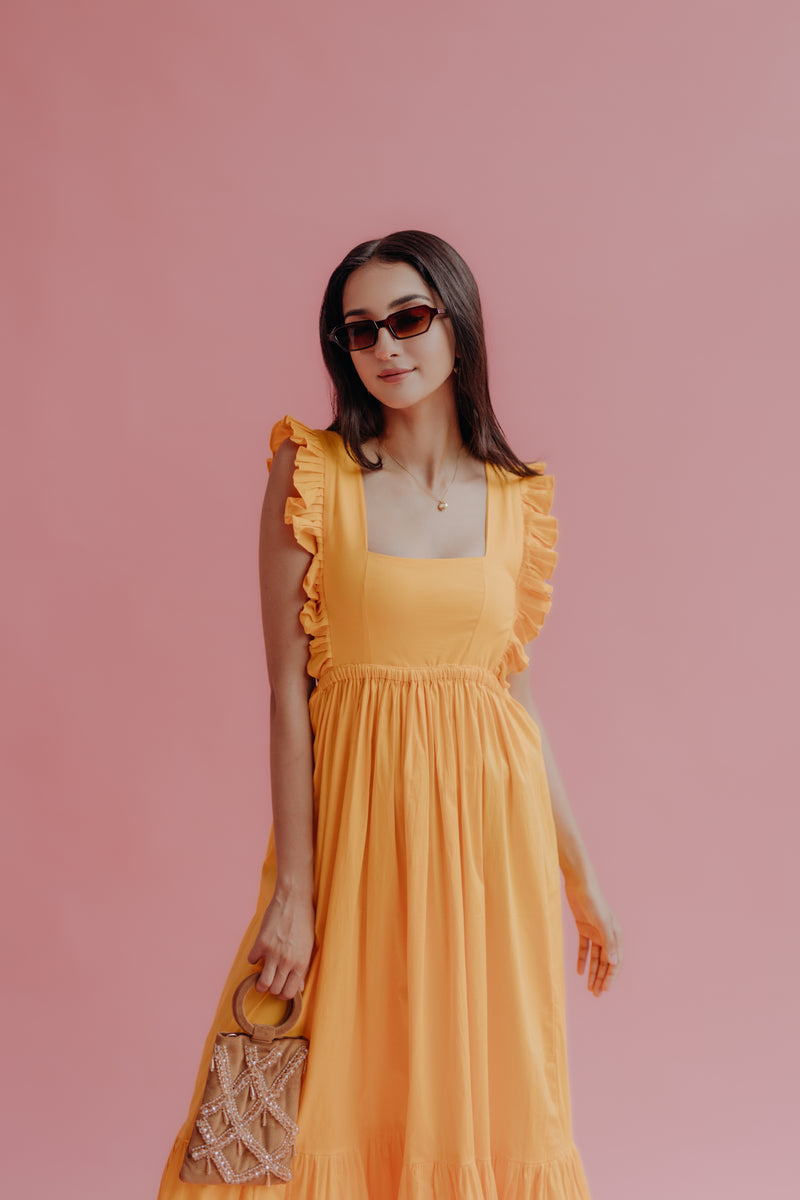 Juno Yellow Ruffle Maxi Dress