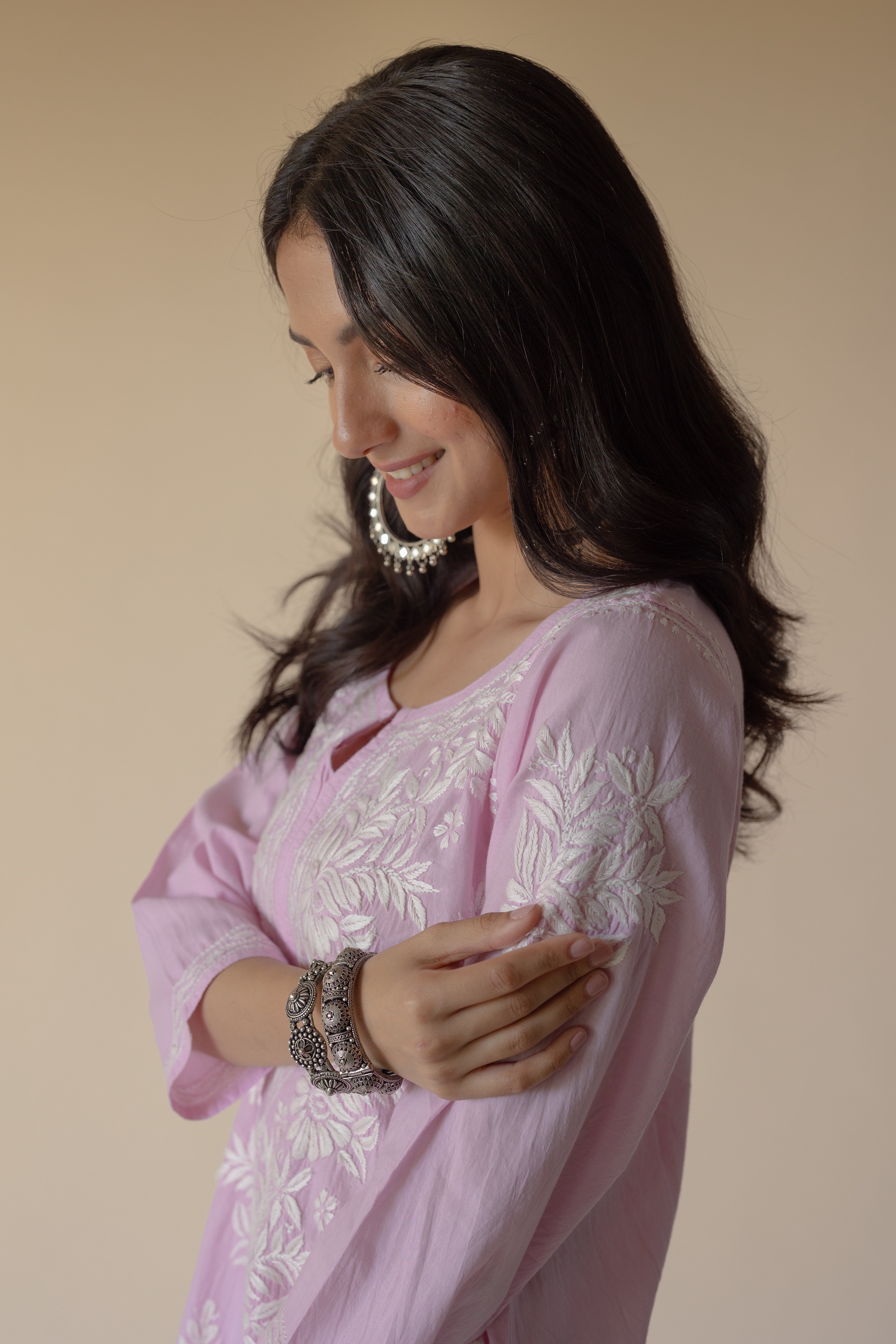 Fida Cotton Pink Hand Embroidered Chikankari Kurta