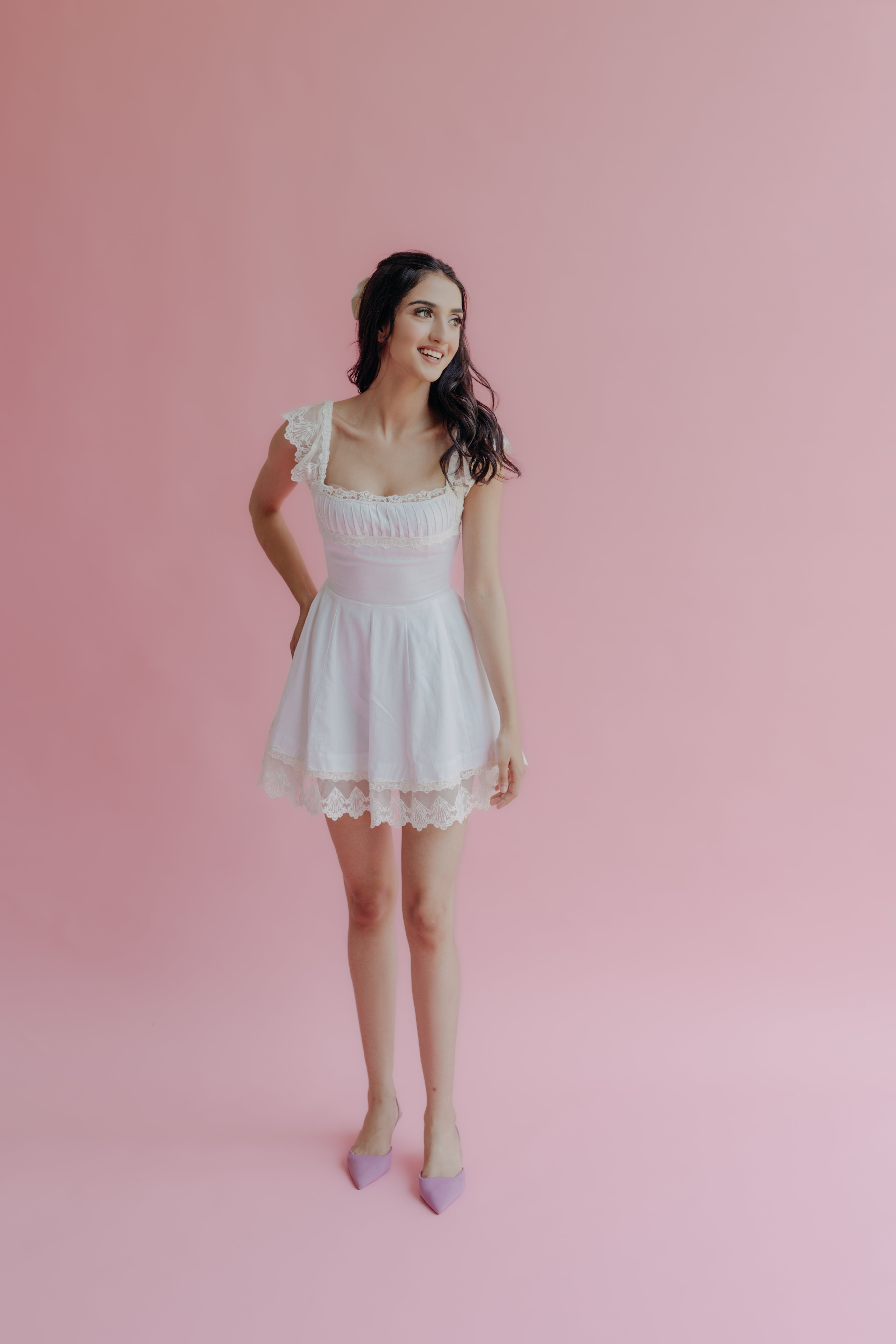 Angelina White A-Line Mini Dress