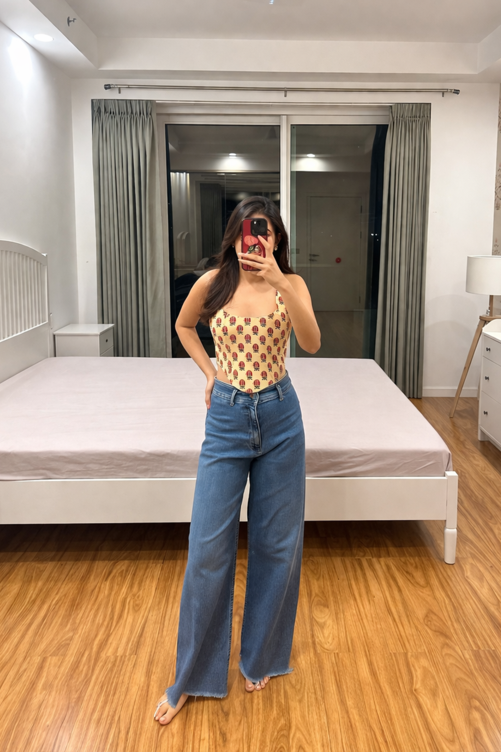 Harissa Beige Cotton Corset Top