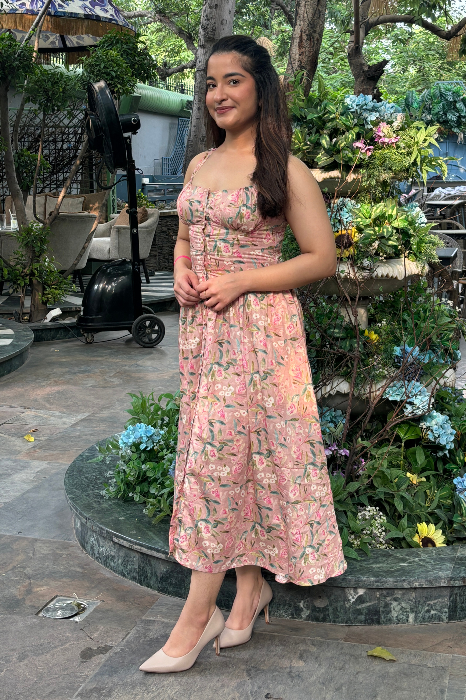 Versa Pink Floral Cotton Sundress