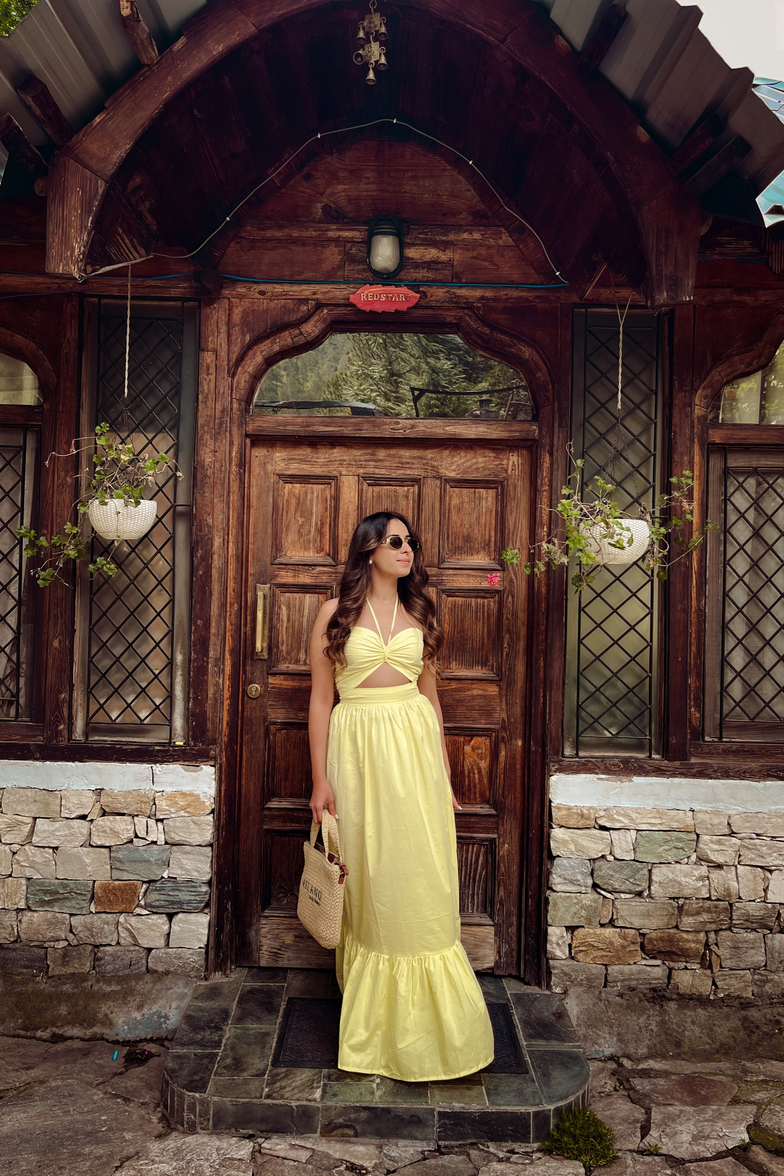 Penelope Lime Yellow Halter Maxi Dress